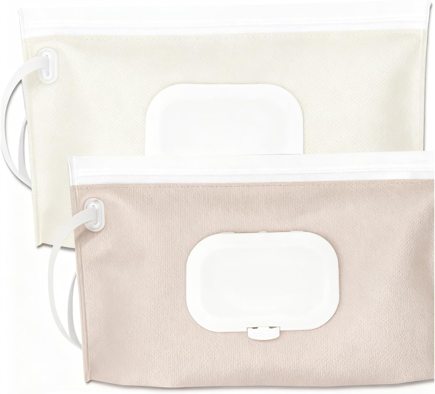 2 Pack Wet Wipes Dispenser for Baby, Beige & Pink Baby Wipe Dispenser, Portable Nappy Wipe Holders & Wipes Container, Baby Travel Essentials for Travel Wipes, Leakproof for Home, Diaper Bag & On-The-Go