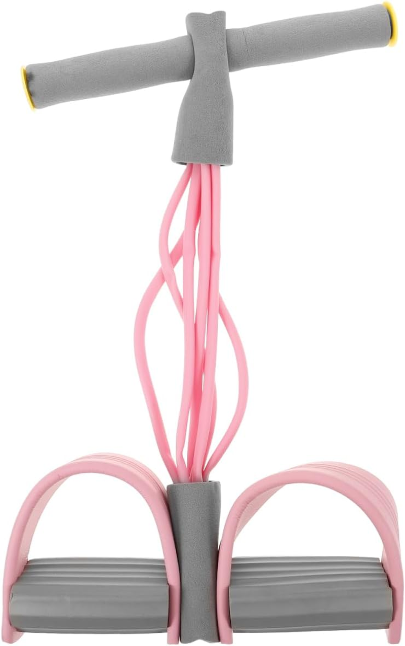 Mipcase Resistance Band with Handle : 6-Tube Elastic Foot Pedal Resistance Band for Yoga Abdomen Leg Stretching, 18.47X10.22X2.16In (Pink)