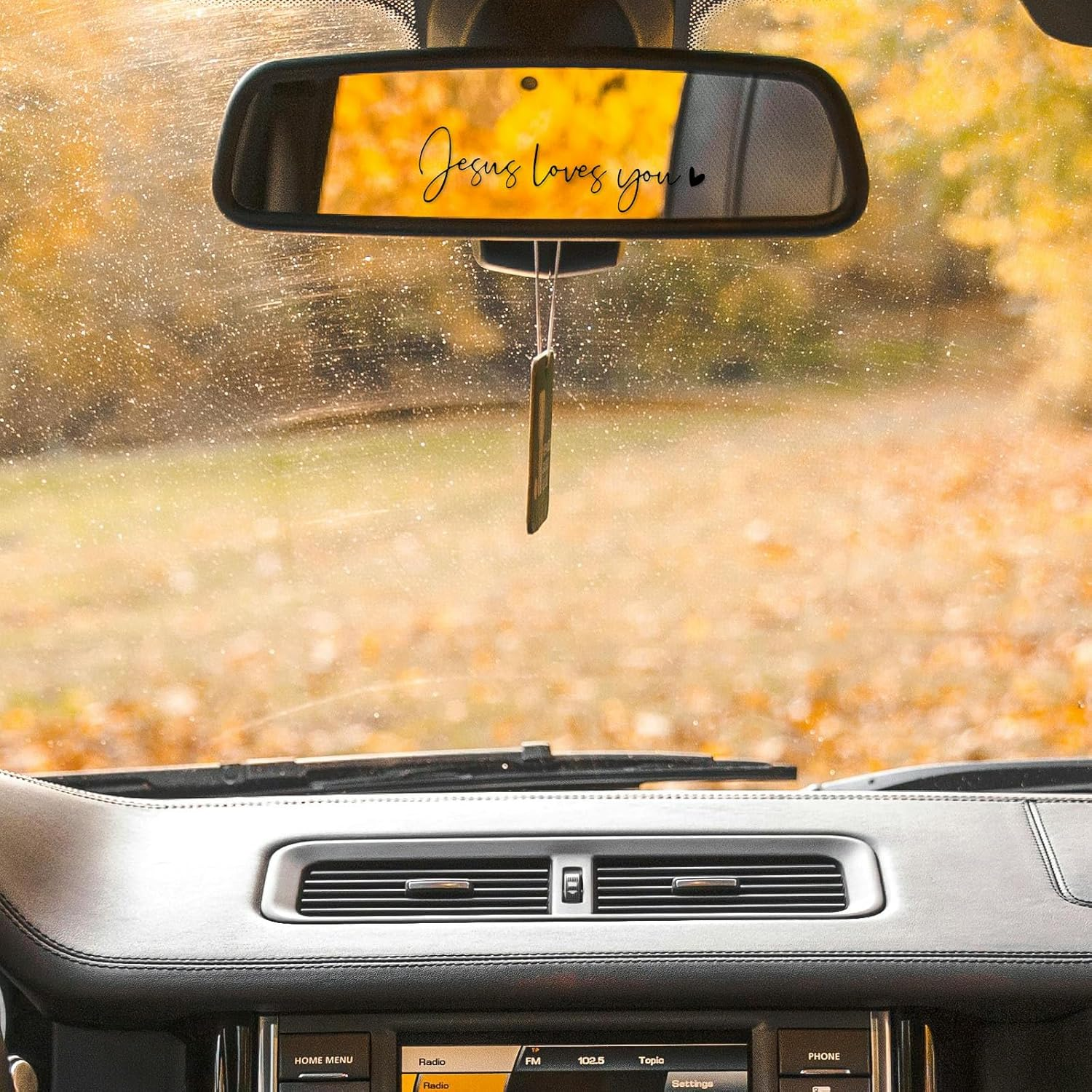 2Pcs Jesus Loves You Rear View Mirror Sticker, Positive Affirmation Car Decals Vanity Mirror Stickers Water Bottle Stickers Rearview Mirror Sticker for Laptop Car Water Bottle (Black) - Black image number 4