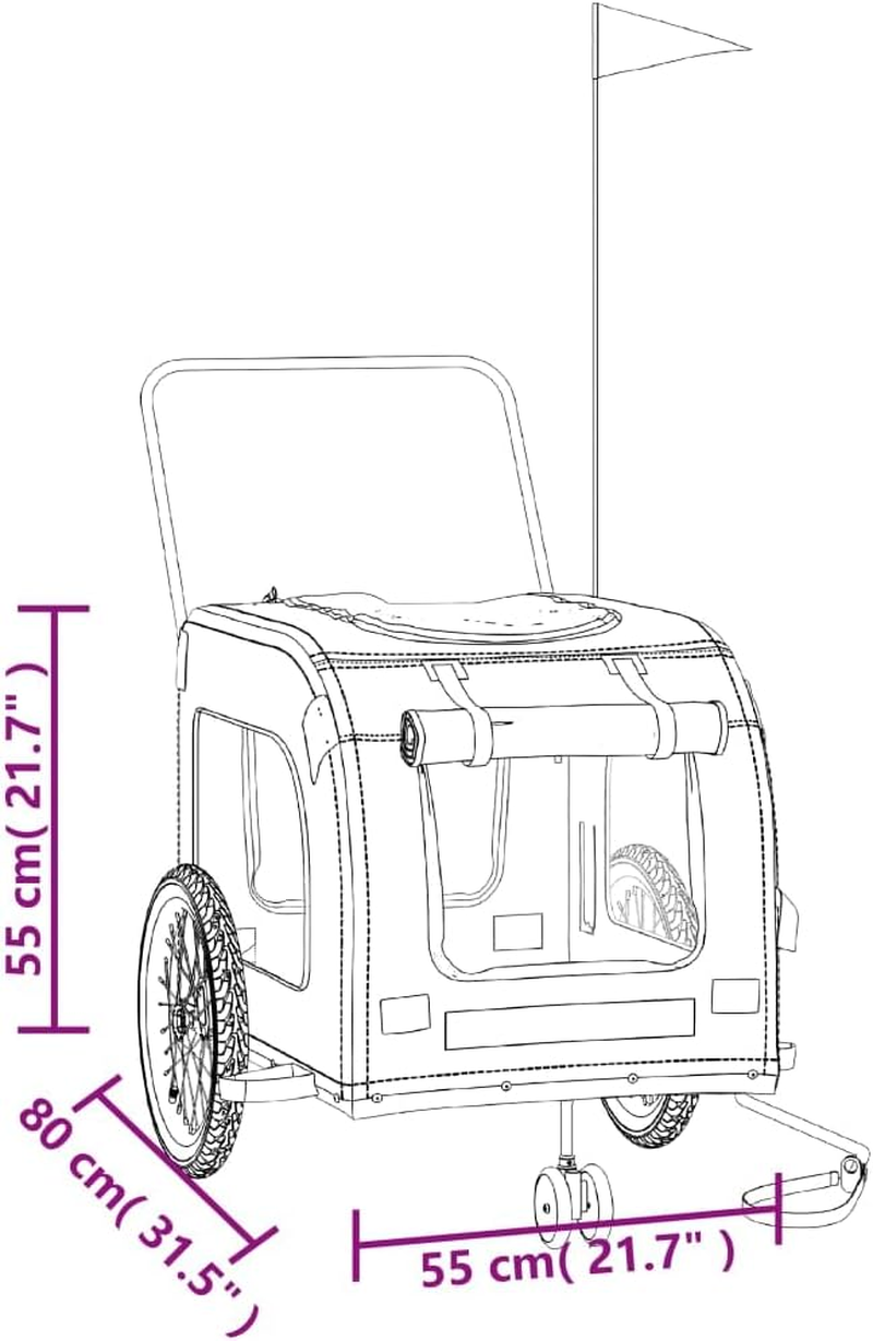 Vidaxl Pet Bike Trailer/Stroller in Blue/Grey - Oxford Fabric with Iron Frame, Multiple Access Points, Ventilated, Smooth-Riding Wheels, Versatile Cargo Carrier image number 4