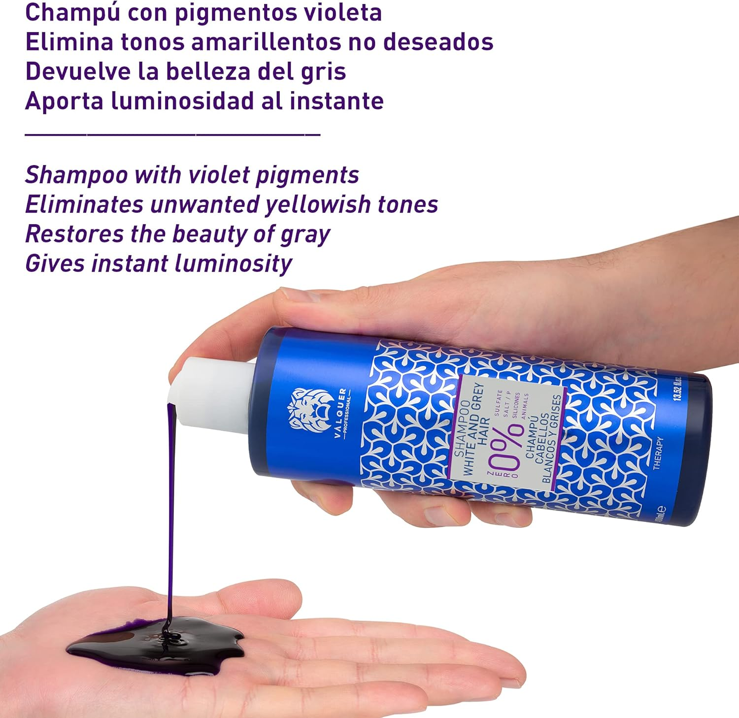 V&aacute;lquer Shampoo for White and Grey Hair 1000 Ml image number 4