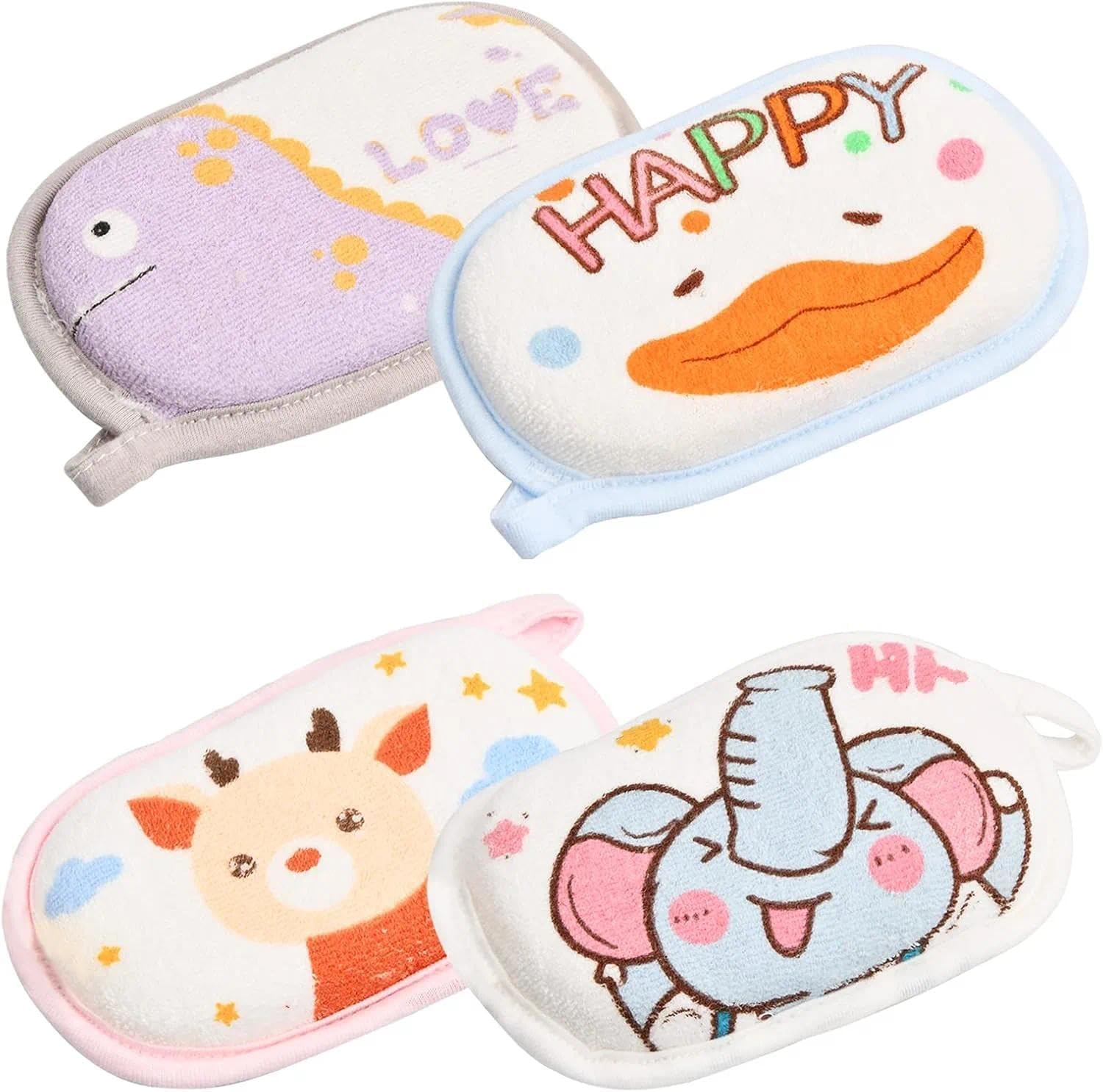 4PCS Soft Cotton Baby Bath Sponge Set, 13.5 Cm X 8.5 Cm X 2.5 Cm Low Allergy and Gentle Skin Friendly, Quick Drying Durable Design, Perfect for Newborns, Toddlers and Children, Perfect Baby Bath Gift - Ermaoo image number 6