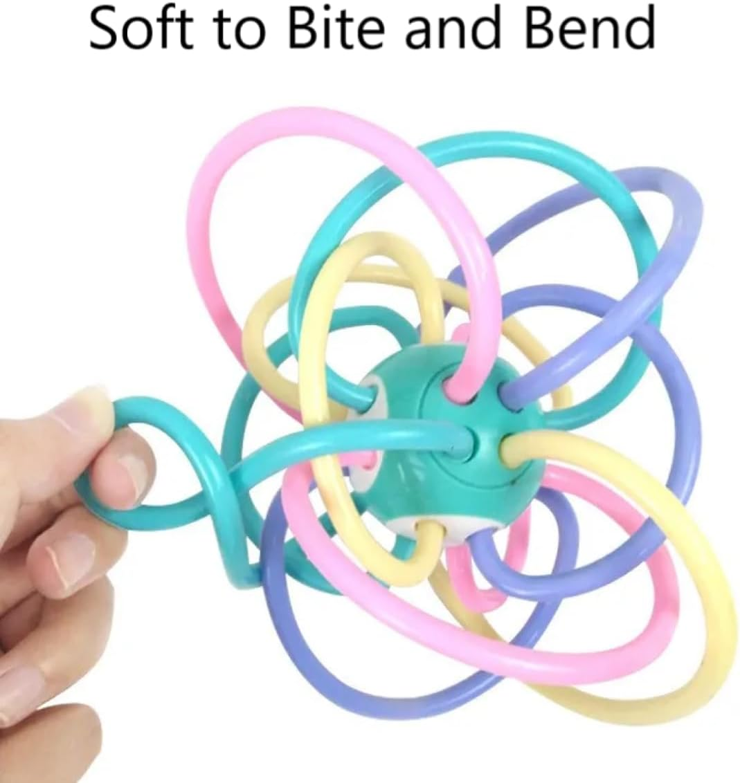 Sensory Teether Manhattan Ball Toy and Rattle Set, Multi-Colored, 2 Pack, 2 Sizes (5 Inch X 5 Inch and 3.5 Inch X 3.5 Inch) image number 4