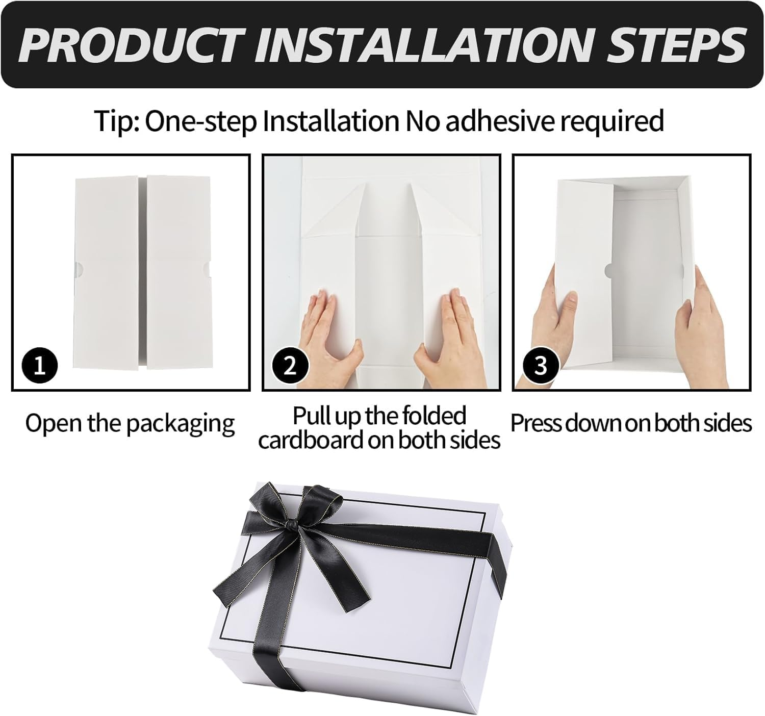 OSYLICT Gift Boxes with Lids,Wrap Box with Card, Ribbon, Raffia Shredded Paper. Gift Box for Presents,Christmas,Weddings, Birthdays,Bridesmaids (White) image number 1