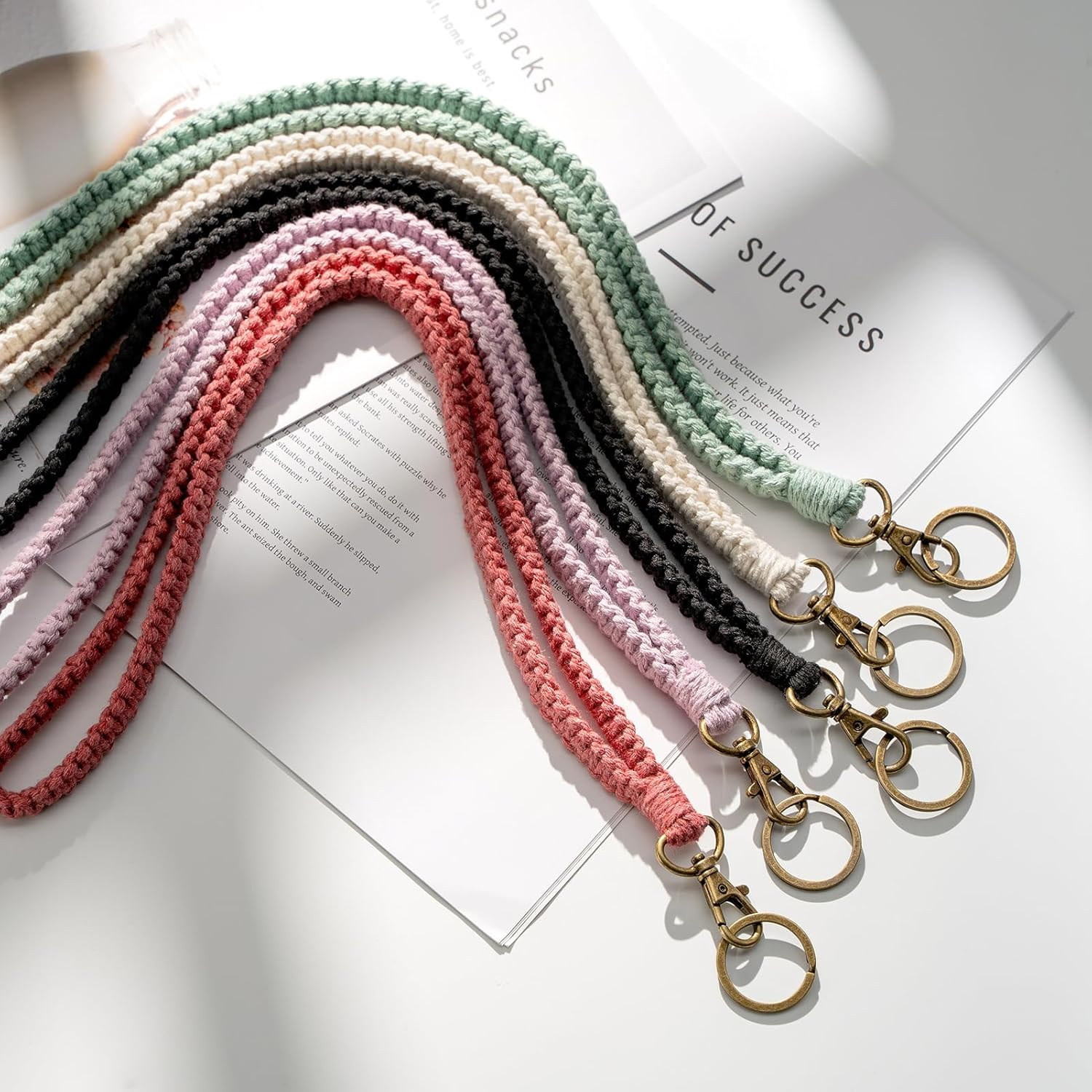 MORSUNBELA Lanyard,Neck Handmake Lanyard Green,Lanyards for Keys,Work ID Card Bohemian Wrist Strap Keychain for Teacher Office image number 5