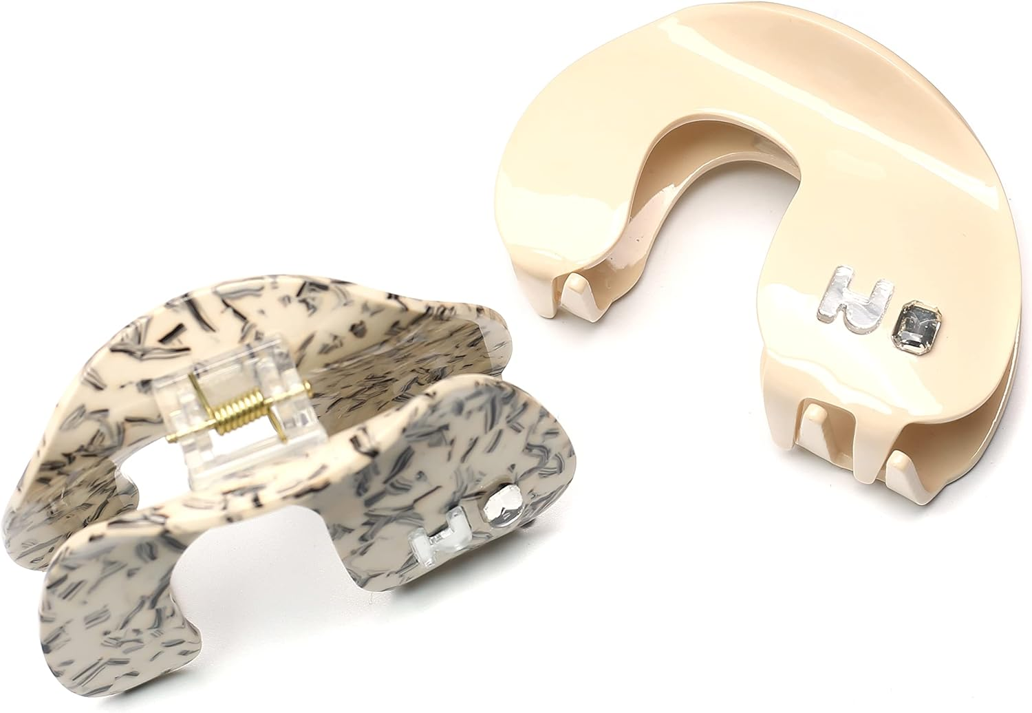 Acetate Large Hair Clip Beautiful Women'S Hair Clip Headpiece Elegant Hair Accessory (White) - Black White image number 3