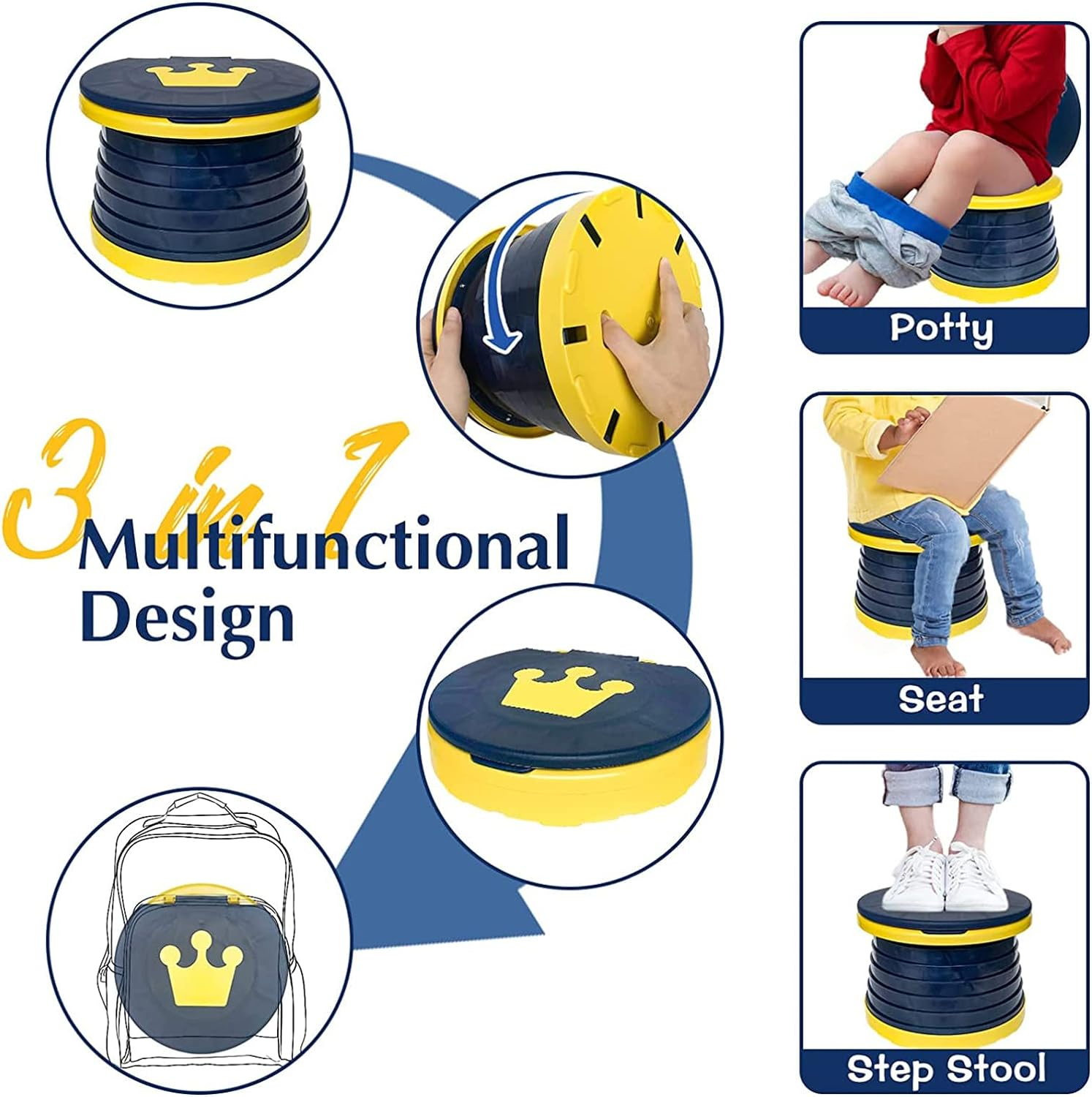 Uandhome Portable Potty Training Seat for Toddler Travel - Toilet Chair with Storage Bag for Home, Car, Camping - Emergency Toddler Potty (Blue) image number 1