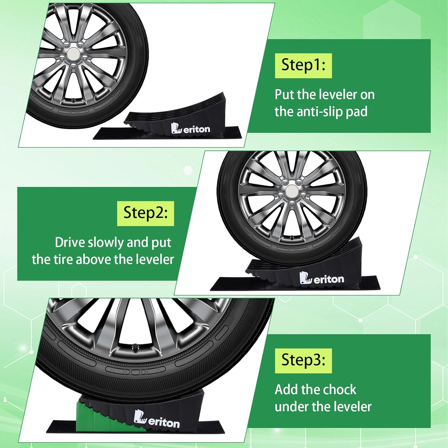 2 Pack RV Leveling Blocks Kit, Camper Leveler Ramp up to 35000 Lbs RV Leveler Including Chocks anti Slip Mats T Bubble Level Carry Bag for Single Dual Axle Trailers Trucks RV Campers image number 3