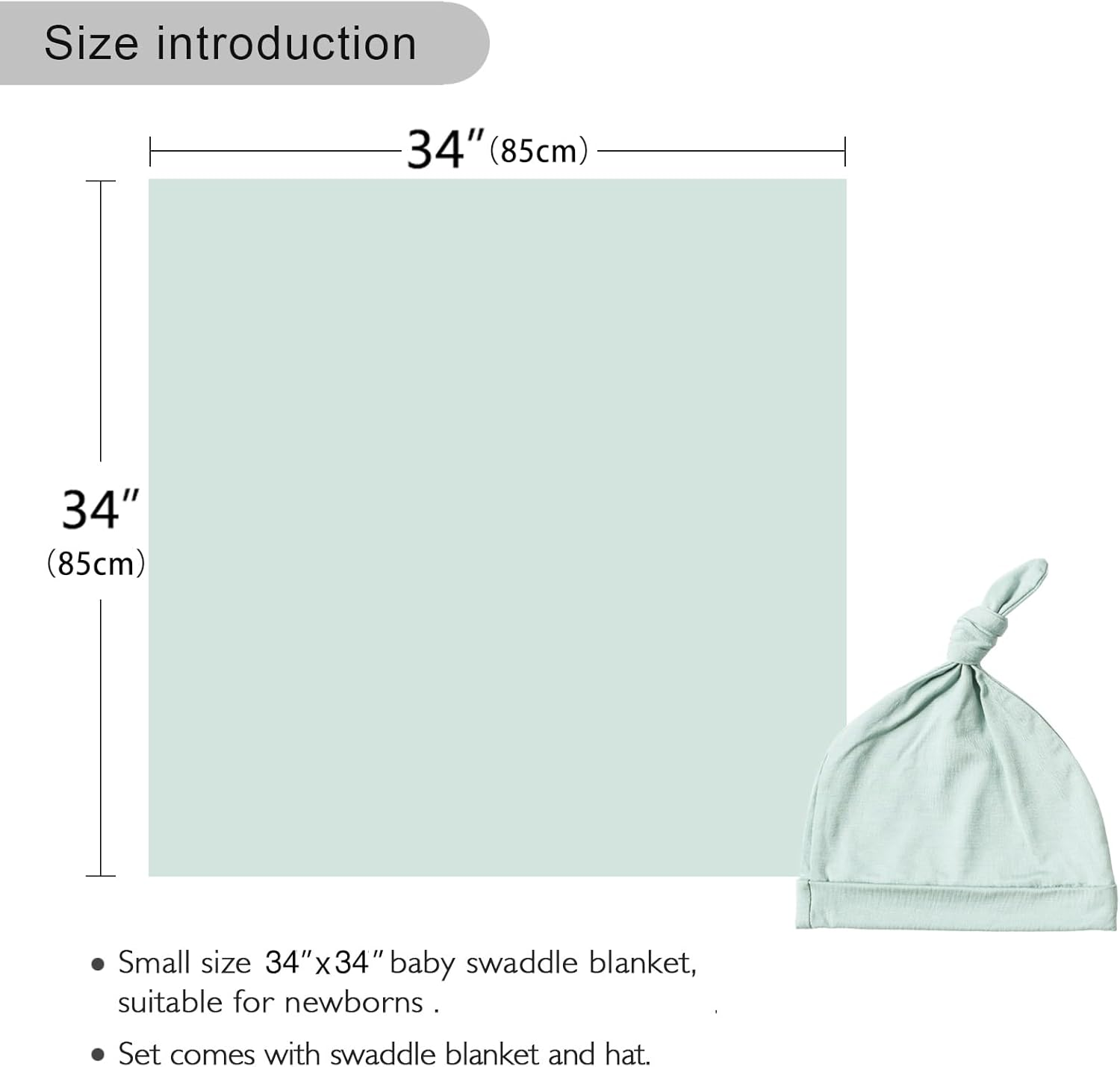 Newborn Swaddle Blanket with Hat Set Baby Swaddle Set Hospital Receiving Blankets for Girls Boys(Sage,35"*35") - Blush image number 4