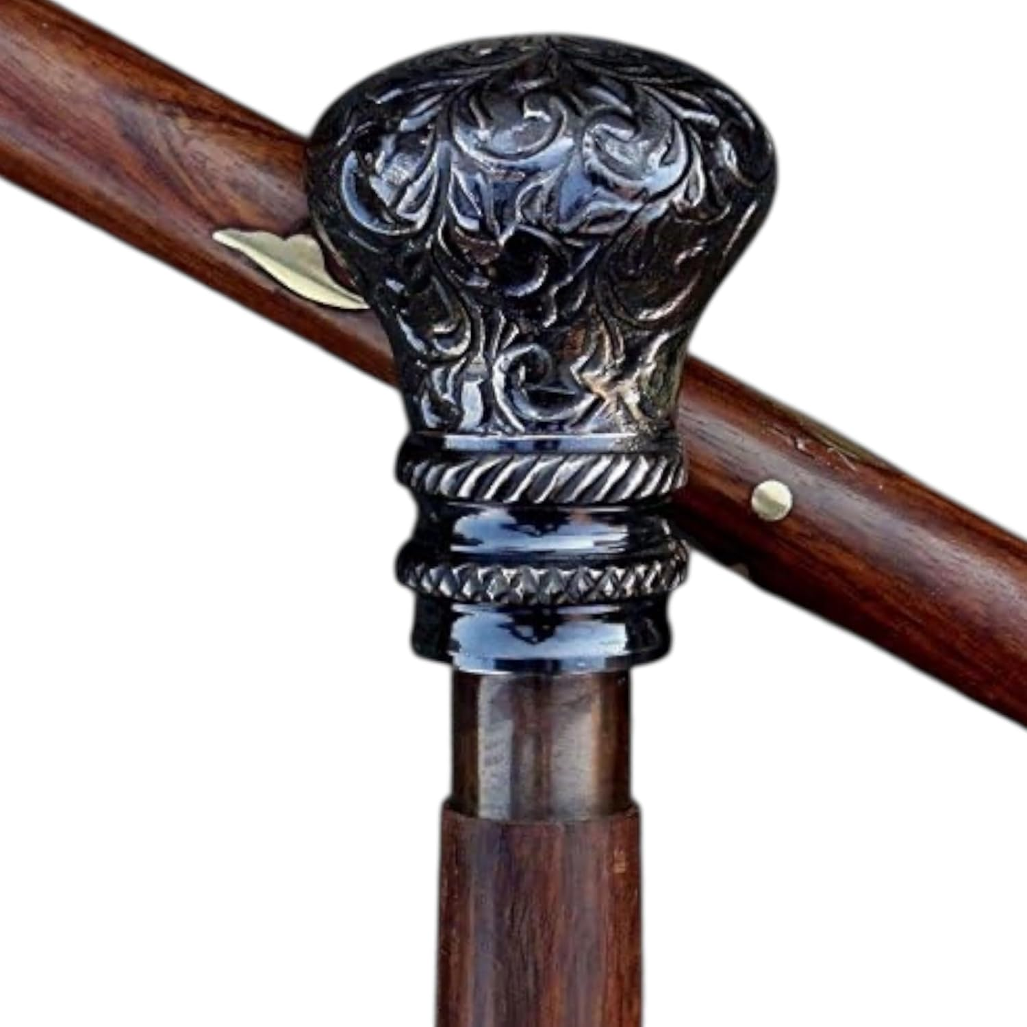 New Dolchi Timeless Grace: Vintage Style Wooden Cane with Antique Brass Victorian Handle image number 1