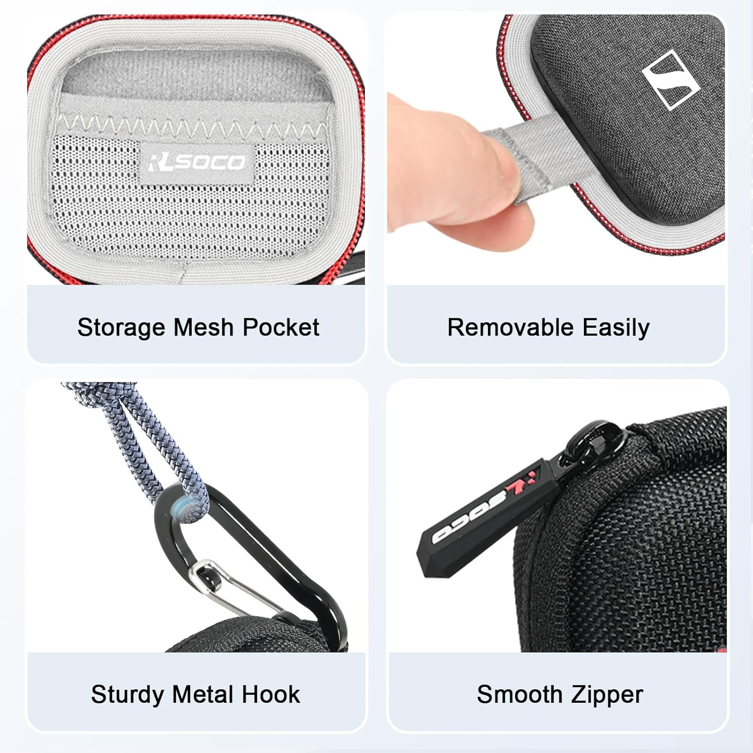 RLSOCO Case for Sennheiser Momentum True Wireless 4/3 Noise Cancelling Smart Earbuds, Scratch Resistant & Water Resistant -Black (Case Only) - Black image number 4