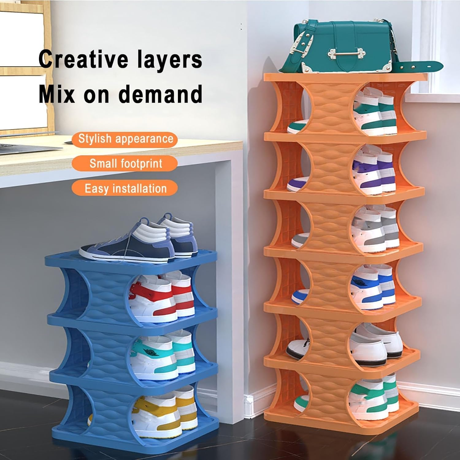 Shoe Rack, 6 Tier Shoe Shelf without Assembly, Narrow Small Shoe Storage Space Saving, Shoe Organizer for Closet, Front Door Entrance, Entryway, Bedroom, image number 4