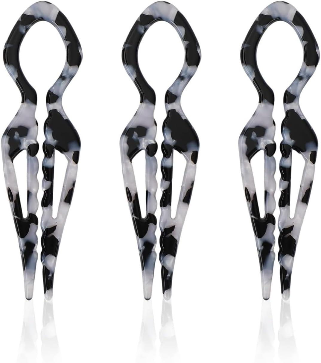 3PCS French Hair Pins for Women, U-Shaped Cellulose Acetate Hair Sticks, Non-Slip Durable Hair Forks for Bun & Updo Styling, Elegant Hair Accessories (Leopard Beige) image number 4