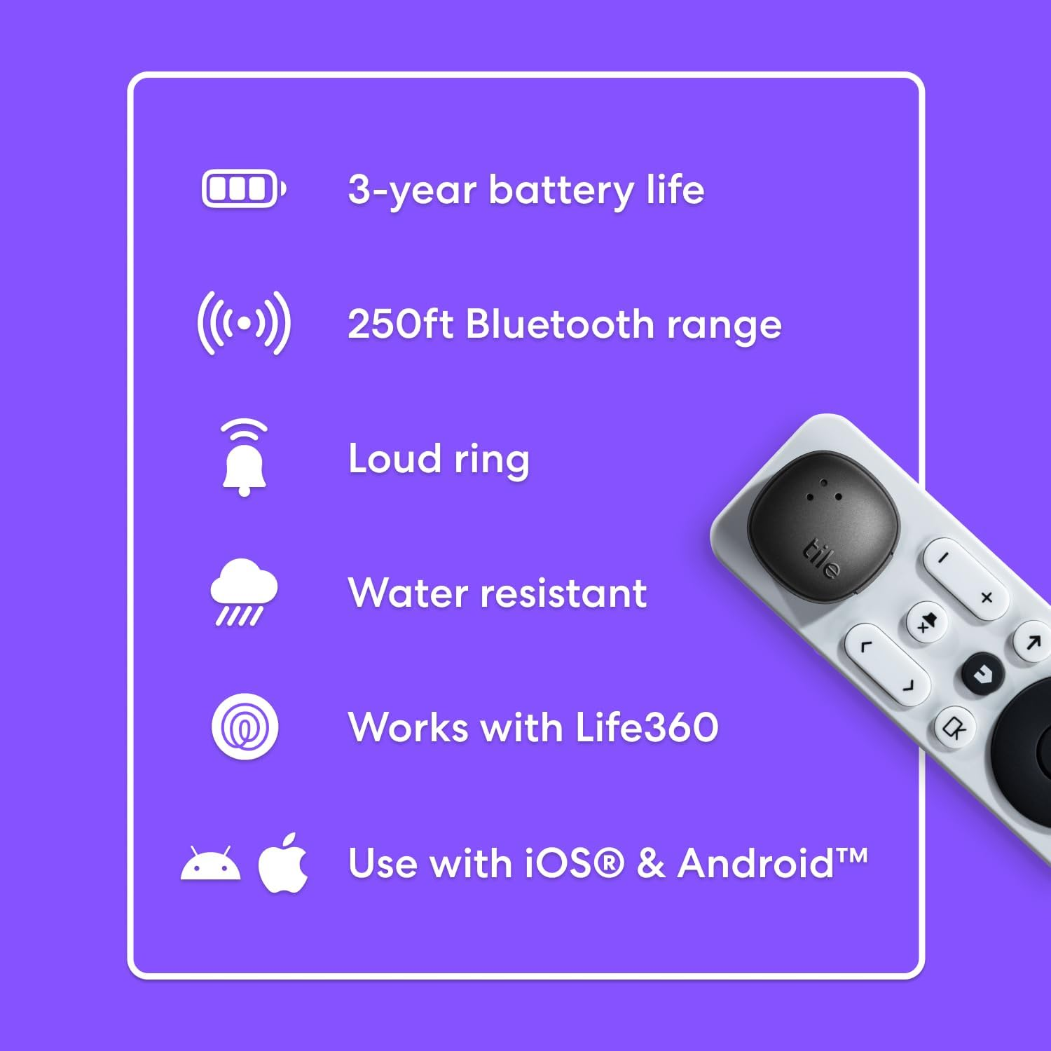 Tile by Life360 Sticker (2024) - Small Bluetooth Tracker, Remote Finder and Item Locator for Bikes, Glasses and More. Both Ios and Android Compatible. Phone Finder. 2-Pack (Black)