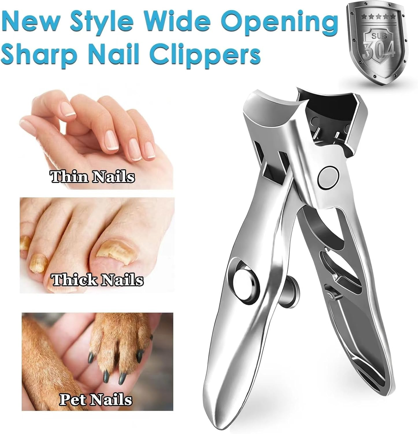 Nail Clippers for Men Women Thick Nails, Large Wide Jaw Opening Toe Nail Clippers for Seniors, Long Handle No Splash Fingernail Clipper with Catcher and Safety Lock image number 4
