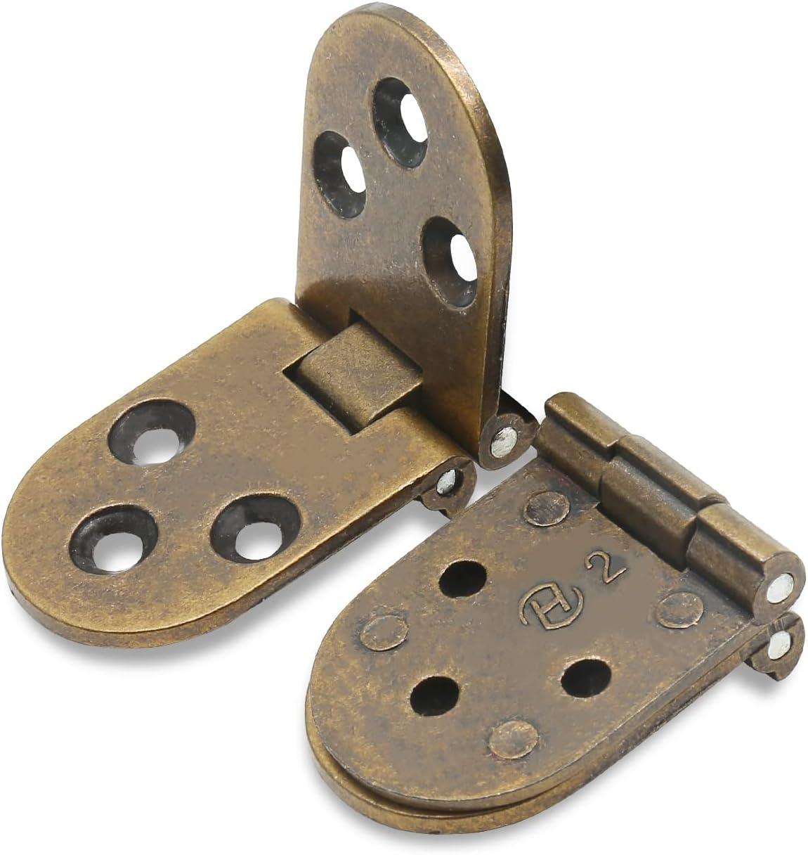 Piutouyar 4PCS Bronze Butler Tray Hinge, Heavy Duty Folding Flip Top Hinge 180 Degree round Edge Hinge for Folding Tables Sewing Machine Table Furniture Accessories 3.1Inch X 1.16Inch image number 2