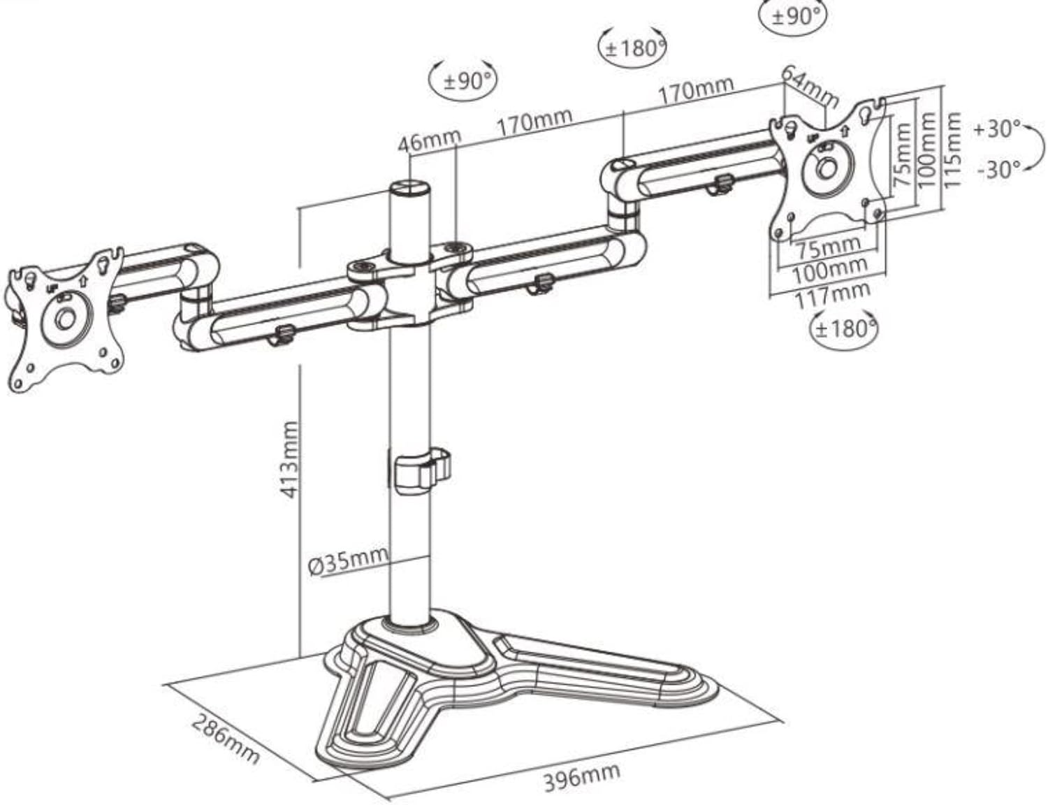 Brateck Dual Monitor Premium Articulating Aluminium Monitor Stand Fit Most 17-32-Inch Monitors image number 2
