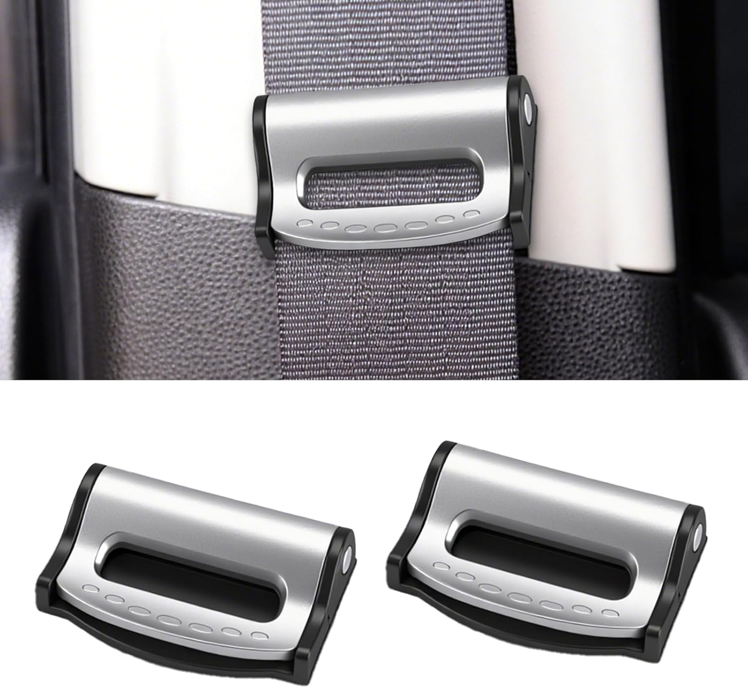 2PCS Car Seatbelt Adjuster, Universal Auto Seat Belt Clips for Adults/Kids, Comfort Car Shoulder Neck Protector Strap Positioner, Seatbelt Locator Retainer Locking Clips for Car, SUV (Black)