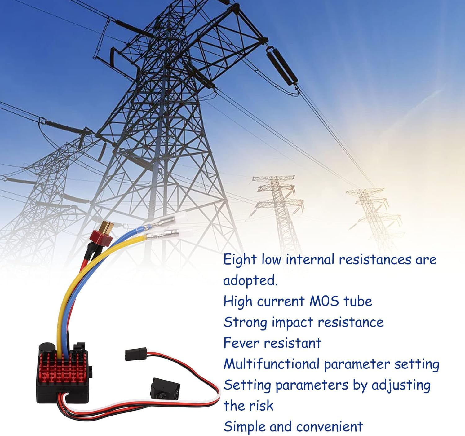 Brushed ESC, Waterproof Dustproof Brushed ESC Electric Speed Controller, ESC Brushed Motor 6V 3A BEC with 3 Modes for 1/10 RC Car, Truck Models, Boat Models, Tanks image number 4