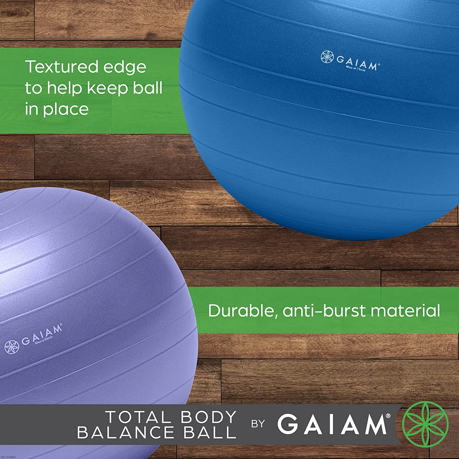 Gaiam Total Body Balance Ball Kit - Includes Anti-Burst Stability Exercise Yoga Ball, Air Pump, Workout Program image number 1