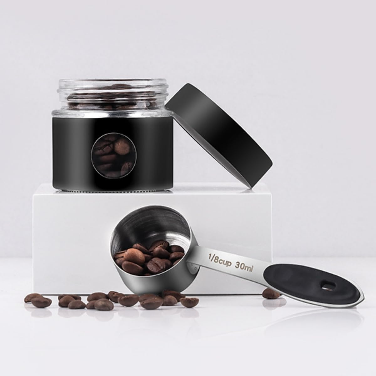 Airtight Stainless Steel Coffee Canister, Coffee Bean Storage Container with Mini Jar and Date Tracker, 6 Co2-Release Valve and Measuring Scoop for Grounds, Tea, Flour, Sugar, 1800Ml/60Oz image number 5
