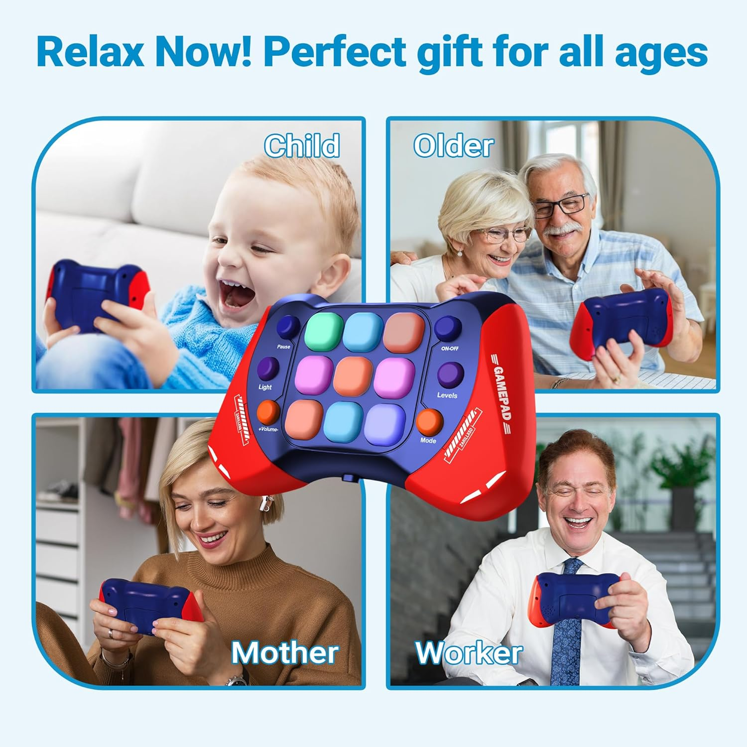 Upgraded Fast Press Push Pop Game Fidget Toys - Handheld Game Console with 5 Modes, Quick Push Button Stress Toy, Electronic Toys, Ideal Birthday Gifts STEM Toys for Boys Girls image number 1