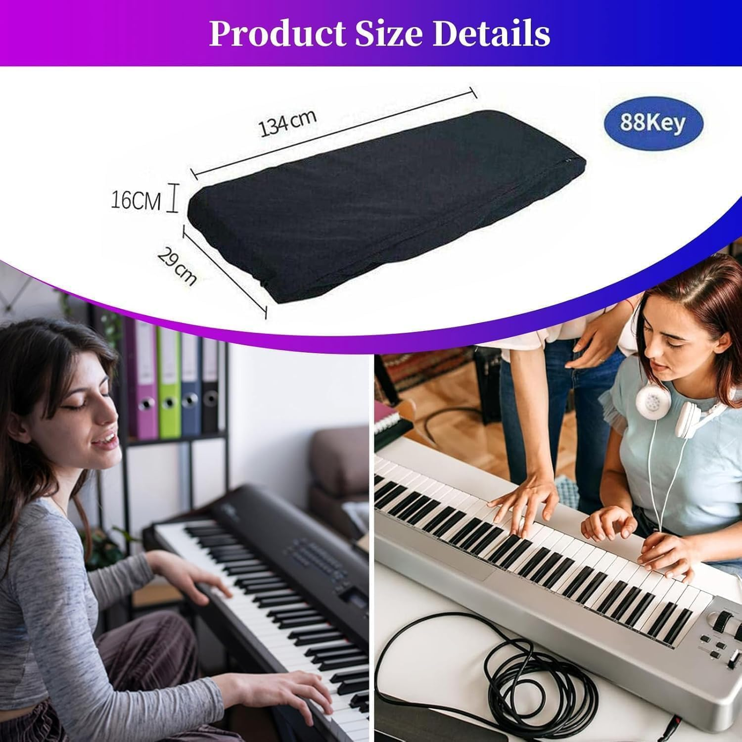 88 Key Piano Keyboard Cover Electronic Piano Dust Cover Waterproof for Electronic Keyboard Digital Piano Yamaha Casio Roland Consoles image number 4