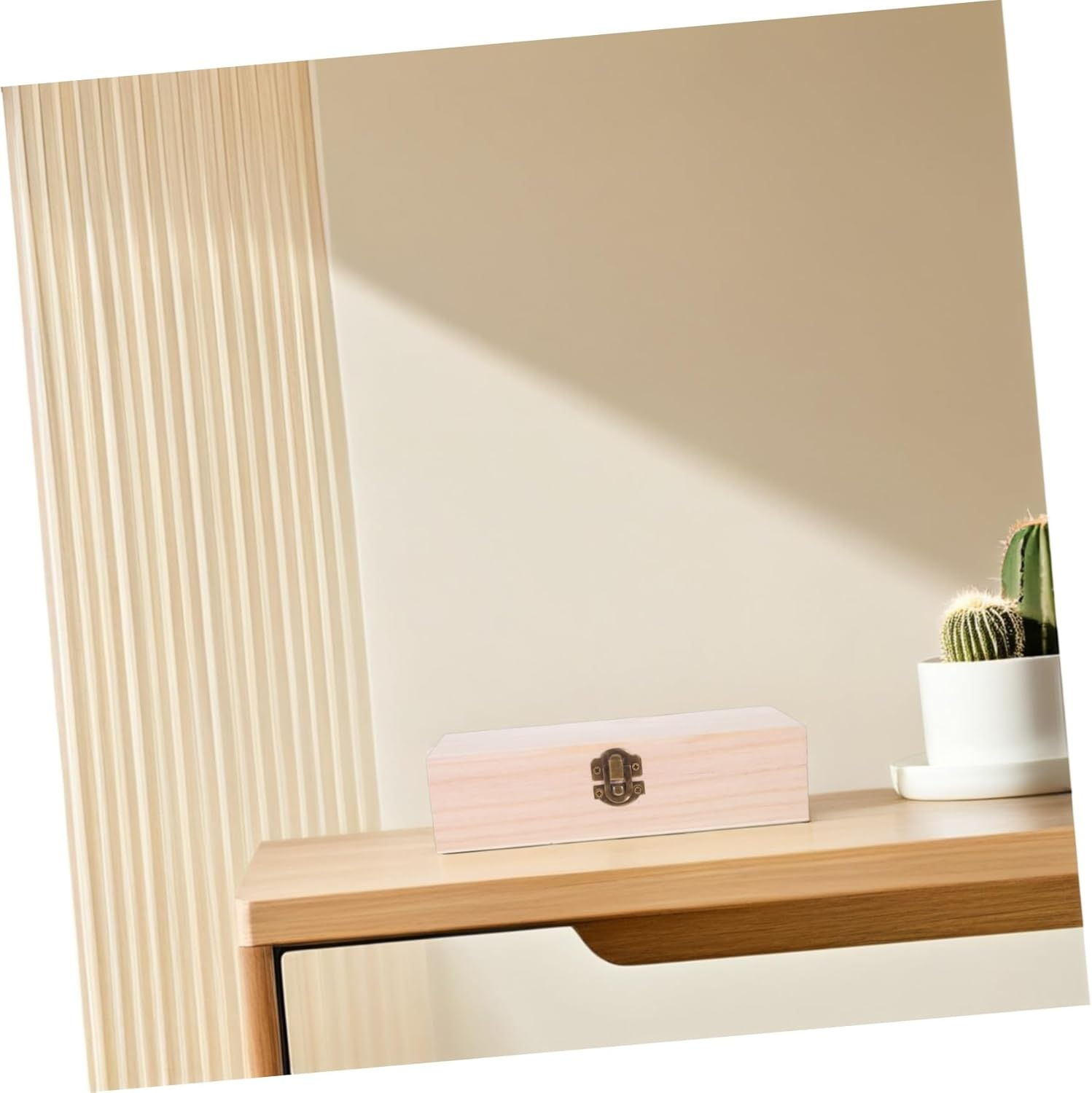 2Pcs Wooden Storage Box Unfinished Wood Boxes Hinged Lid and Front Clasp for Diy Crafting Jewelry Storage image number 6