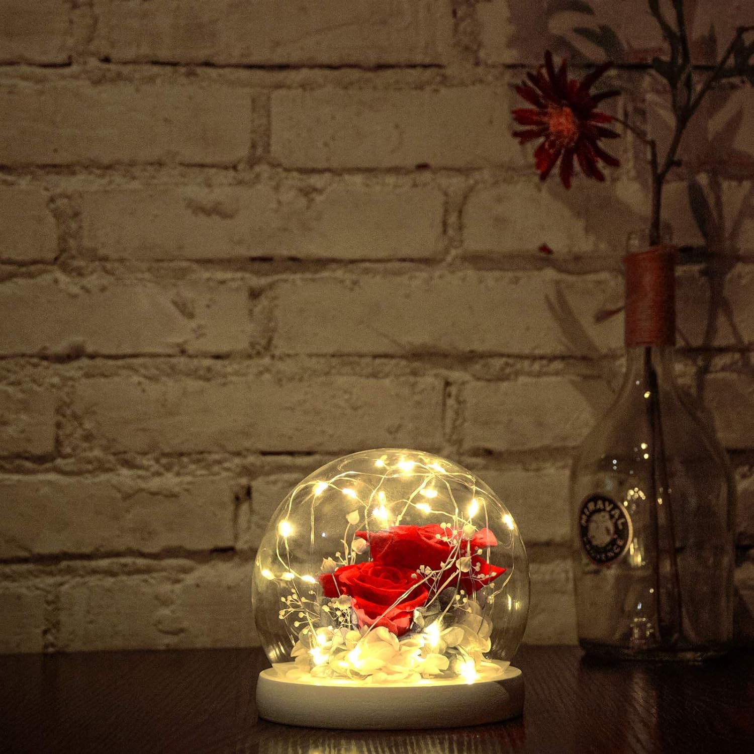 Kylin Glory Forever Flowers Real Eternal Roses Preserved Flowers Gift with LED Mood Lights for Valentine'S Day Birthday Anniversary, Elegant Present for Girlfriend Wife Mom Women (Sparkle Red) - Black image number 4