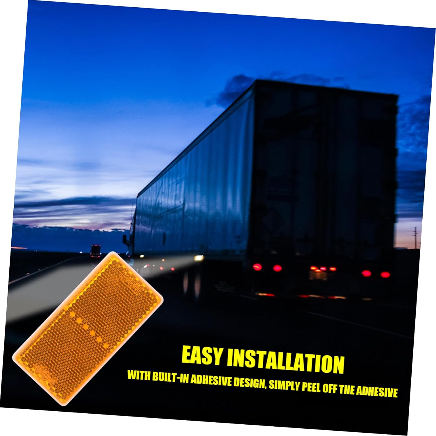 Adhesive Rectangle Reflective Sign Truck Trailer Reflector Yellow Stick-On Warning Reflectors Vehicle Safety Reflective Tape for Cars and Trucks Side Marker - Red image number 7