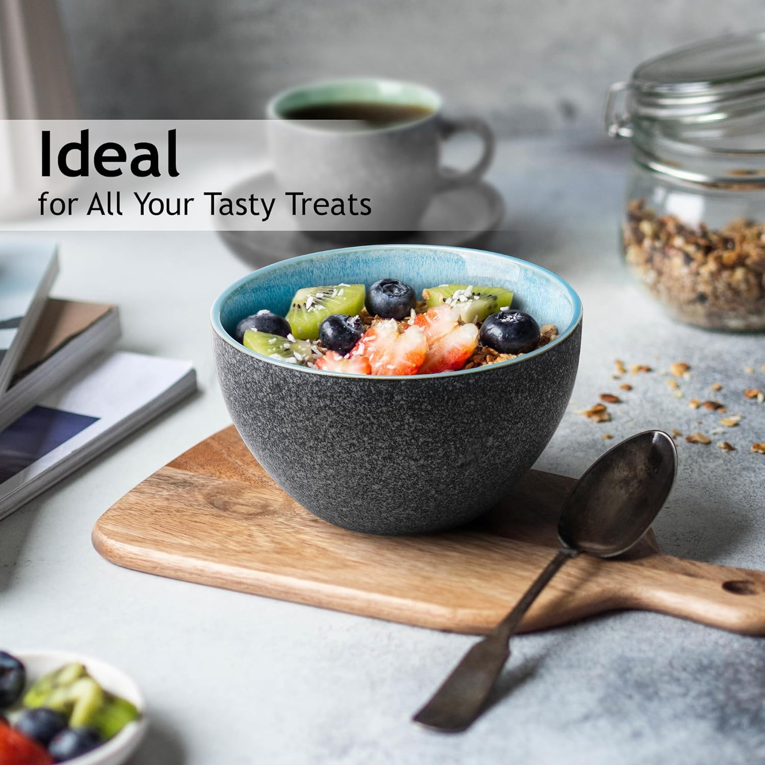 MIAMIO &ndash; 750 Ml, Bowls Set of 6, Ceramic Bowl, Salad Bowls, Soup Bowl, Cereal Bowl, Kitchen Bowls, Rice Bowls &ndash; Microwave, Dishwasher and Oven Safe &ndash; Las Palmitas Collection image number 5