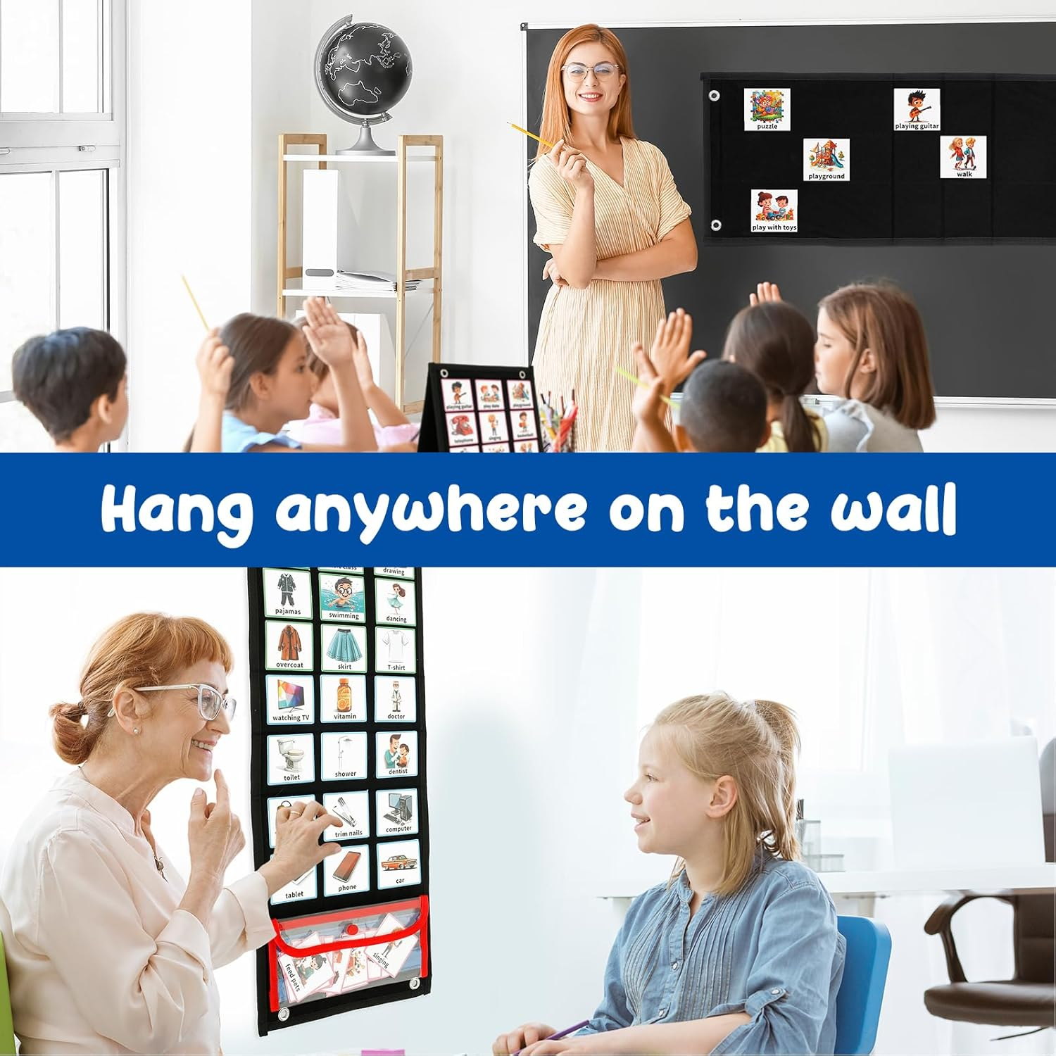 Visual Planner Chore Chart, Autism Daily Chore Routine Chart with 70 Cards Autism Learning Materials Kids Visual Behavioral Tool Wall Planner Visual Schedule Calendar Chart for Kids Boys Girls (Black) image number 6