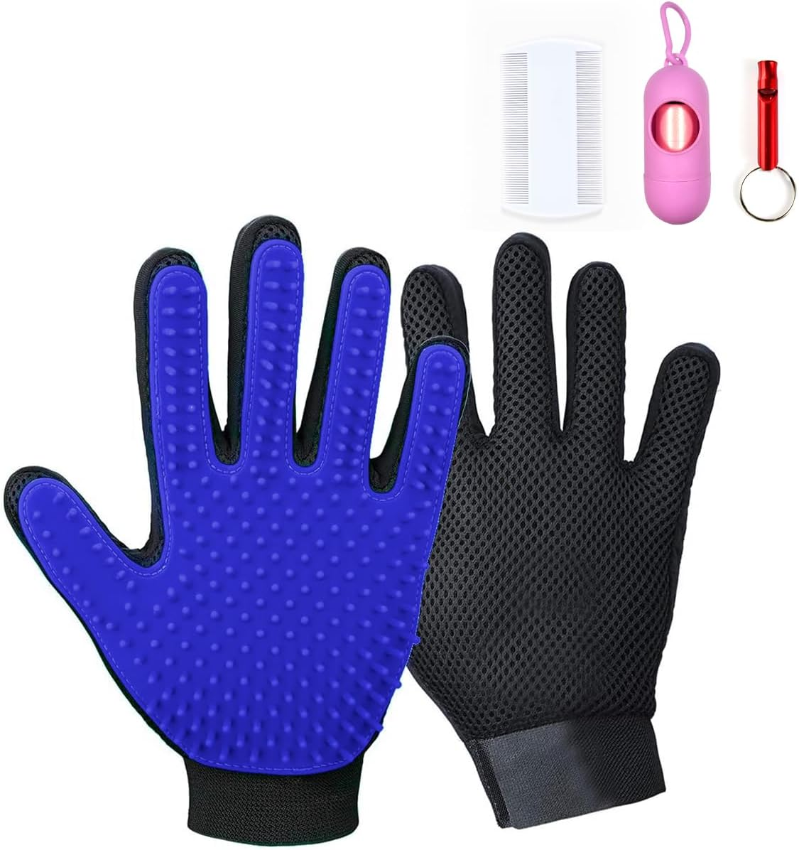 Ruayia Glove Grooming, Pet Brush Glove, Brushes Grooming Dog Brush Cat Brush, Massage Glove Fur Brush for Dogs Cats (Blue) image number 1