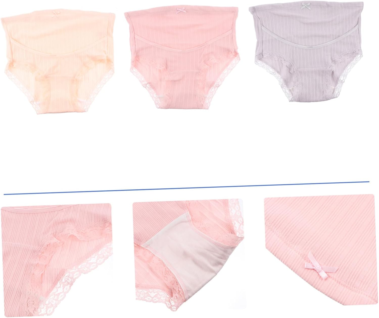Healeved 3Pcs Cotton Maternity High Waist Underwear Belly Support Panties for Pregnant Women Summer Comfortable image number 4