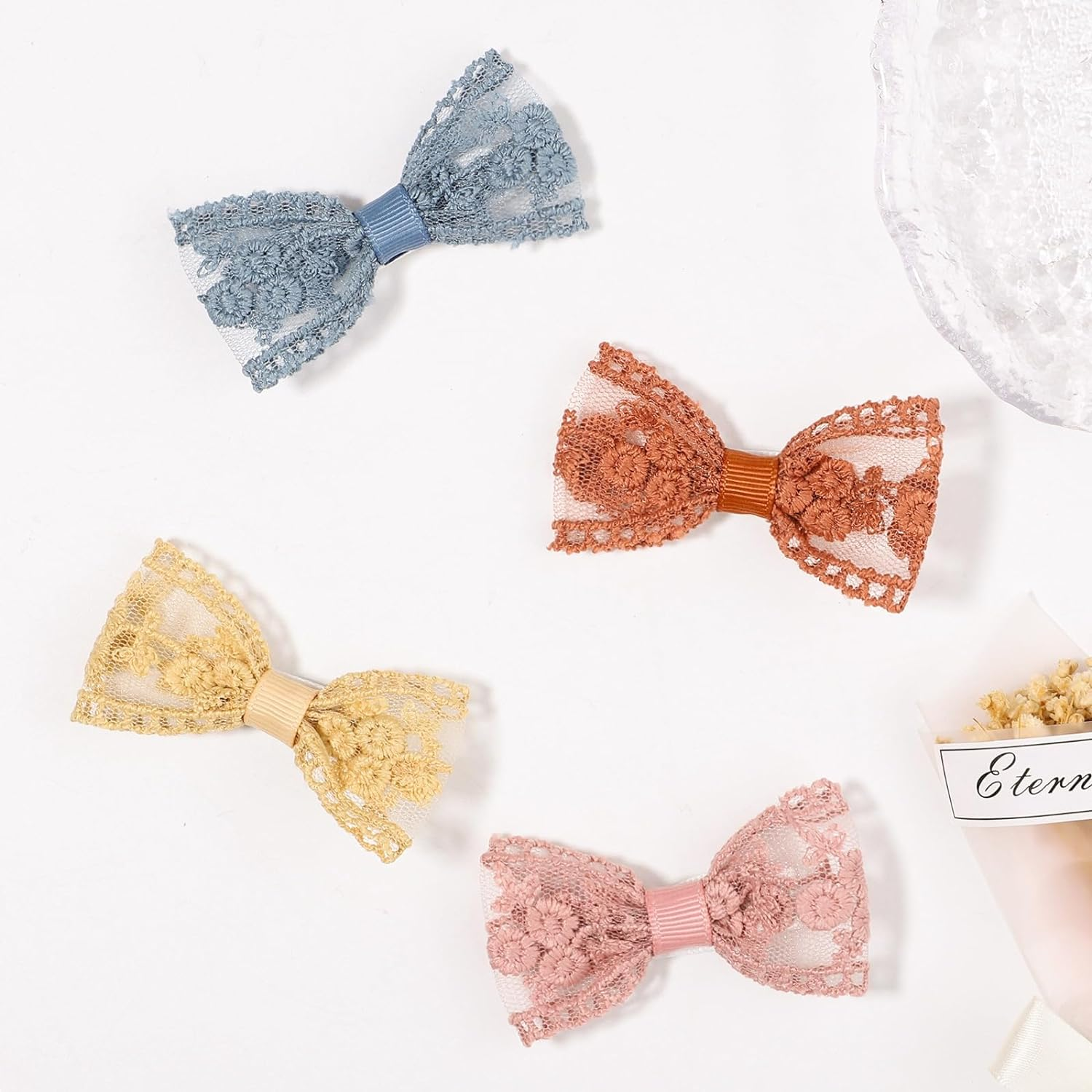 10Pcs Lace Hair Bows Clips for Little Girls,2.75Inch Baby Hair Clips,Fully Lined Baby Hair Bows Clips,Infants Toddlers Kids Hair Styling Accessories for Fine Hair