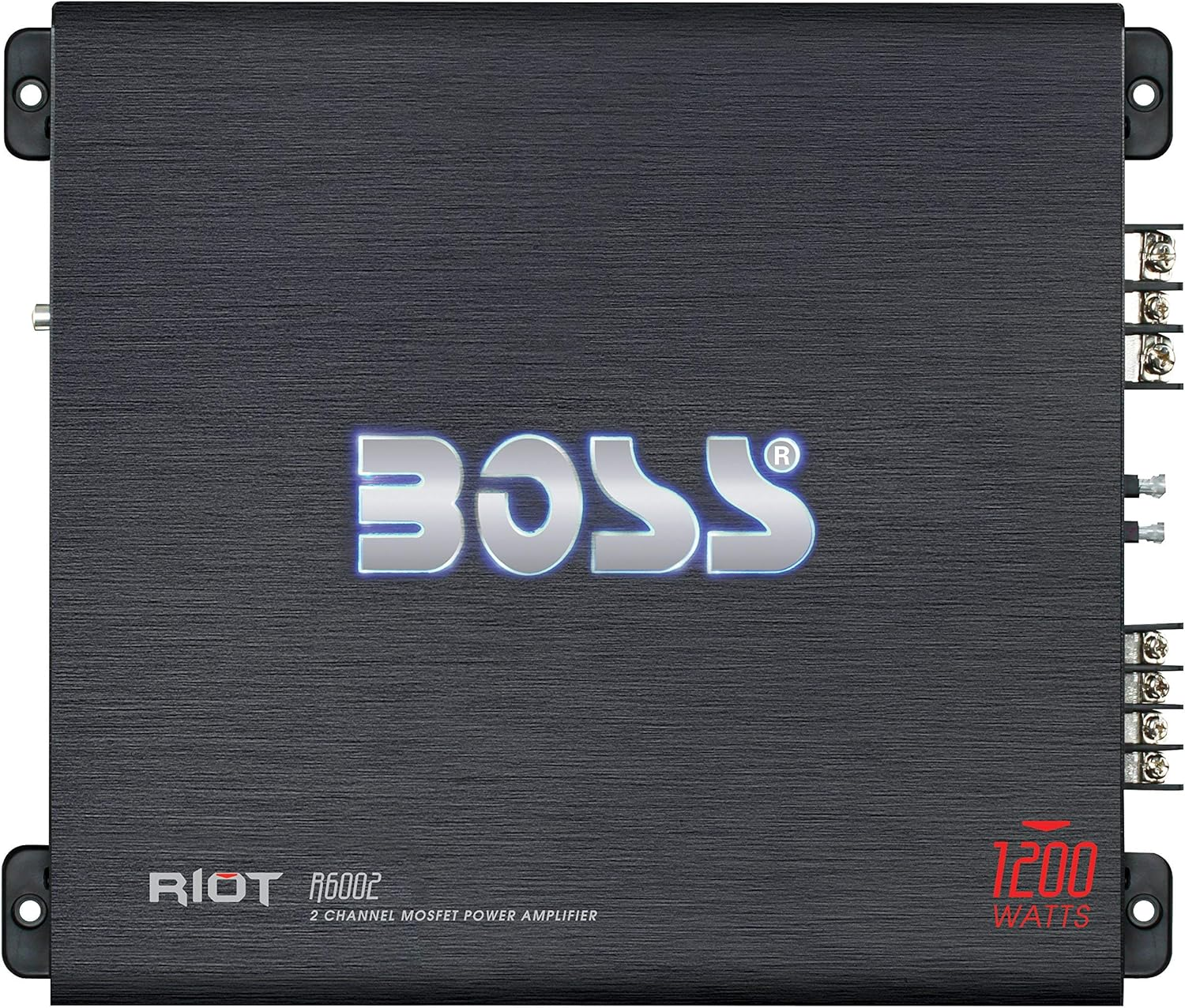 BOSS Audio Systems R2504 Riot Series Car Amplifier - 1000 High Output, 4 Channel, 2/4 Ohm, High/Low Level Inputs, High/Low Pass Crossover, Bridgeable, Full Range, Hook up to Subwoofer for Bass image number 1