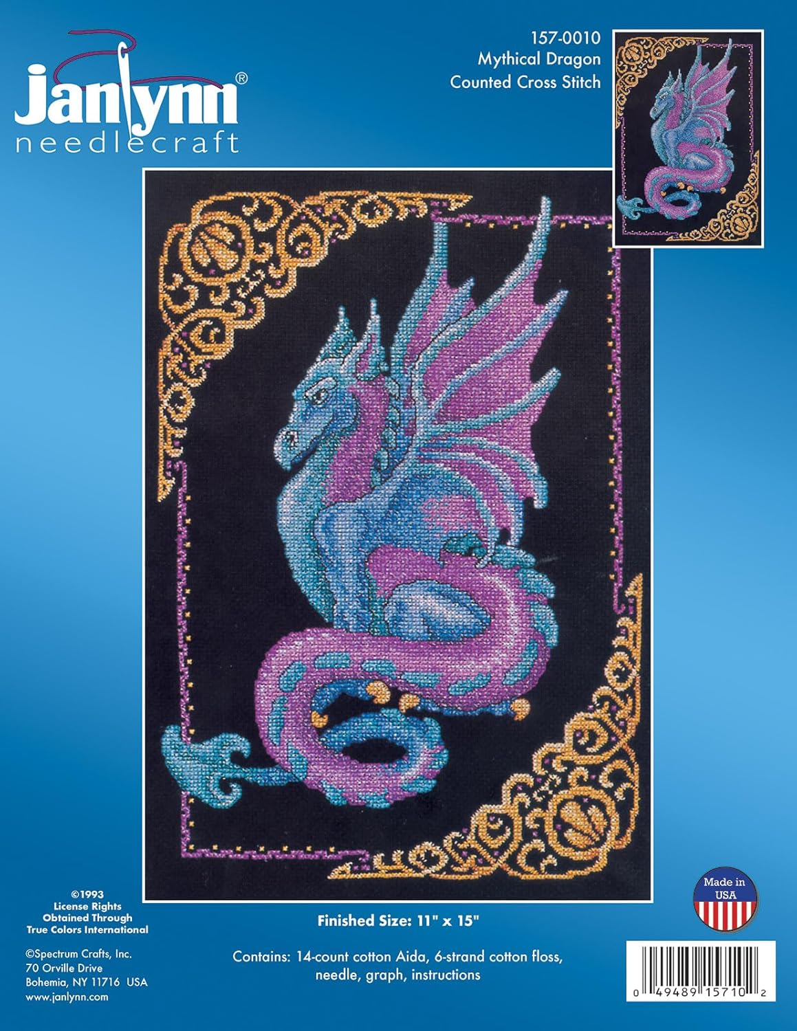 Janlynn Mythical Dragon Counted Cross Stitch Kit, White
