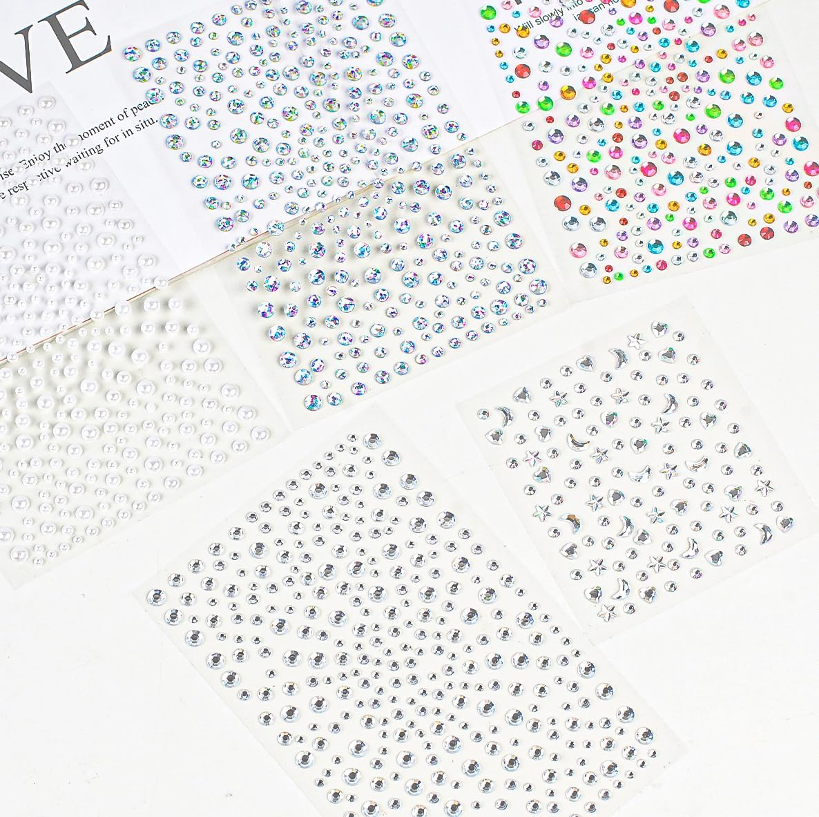 1465P Face Gems, 5 Different Types Self-Adhesive Hair Gems, Face Gems Stick for Eyes, Body, Hair, Makeup, Festival Decorations, DIY Crafts image number 2