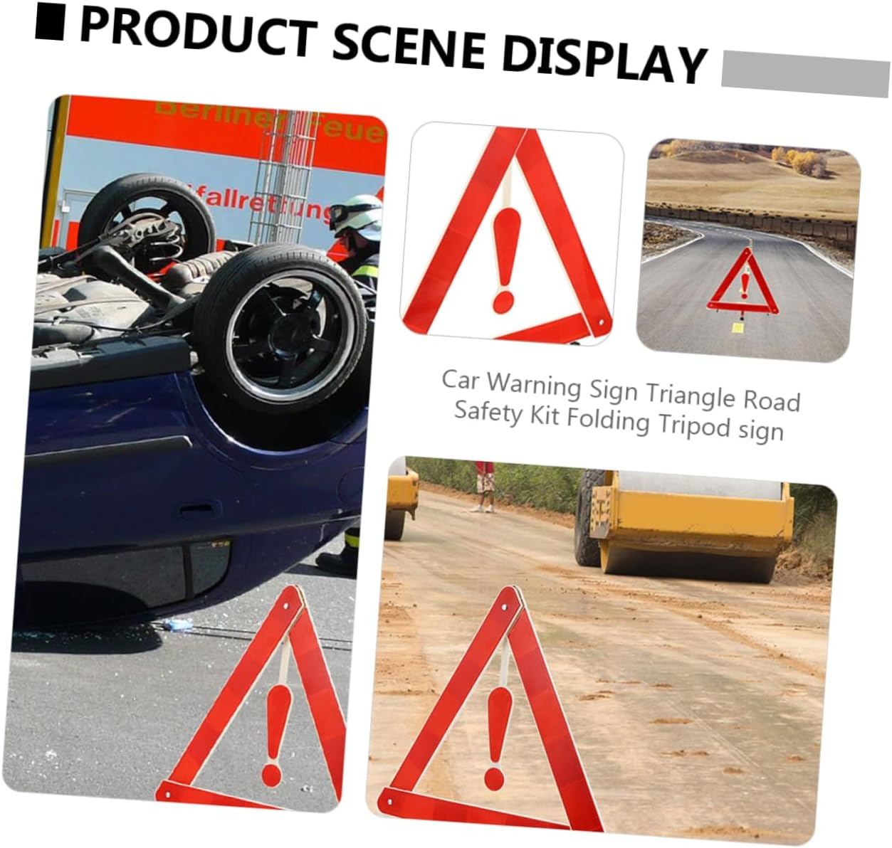 GARVALON 4Pcs Auto Warning Triangles 39X39Cm Car Safety Triangles Reflective Roadside Emergency Warning Kit for Vehicle Breakdown image number 2