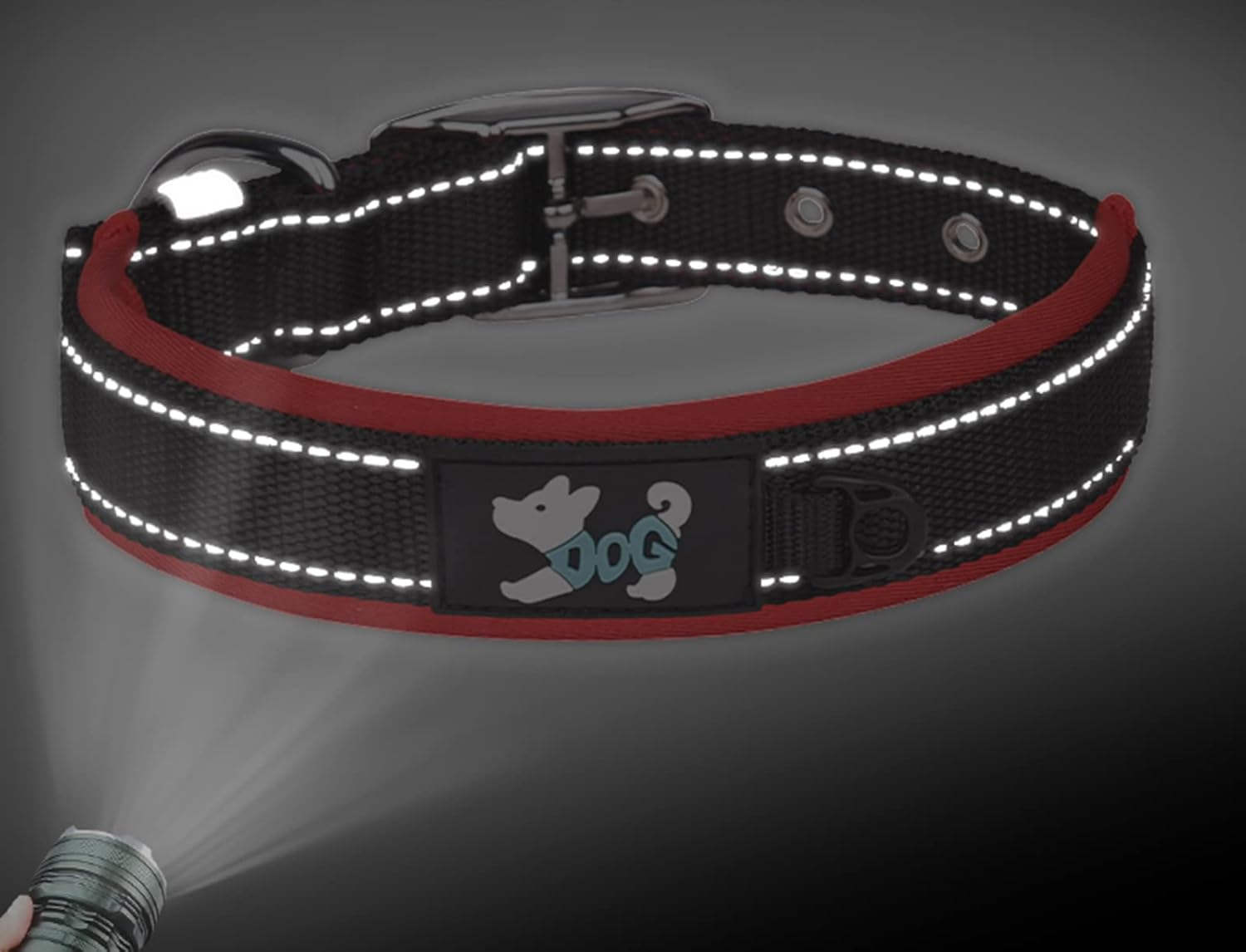 Haoyueer Comfortable Soft Neoprene Padded Dog Collar, Reflective Pet Collar, Adjustable Durable Nylon Dog Collar for All Breeds Large Dogs (S, Pink)