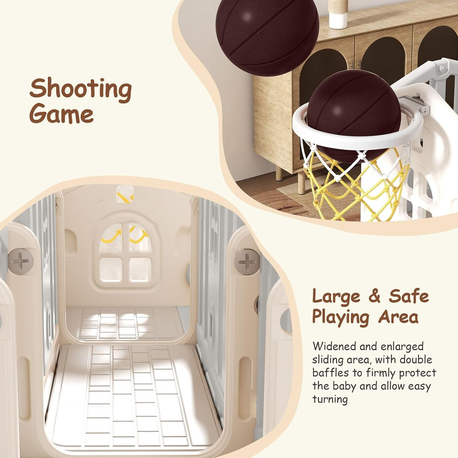 KIDBOT 7In1 Kids Slide Set with Basketball Hoop, Kid Playground Telescope Steps Activity Centre Tunnel Ring Toss Indoor Outdoor Playset Toy image number 6