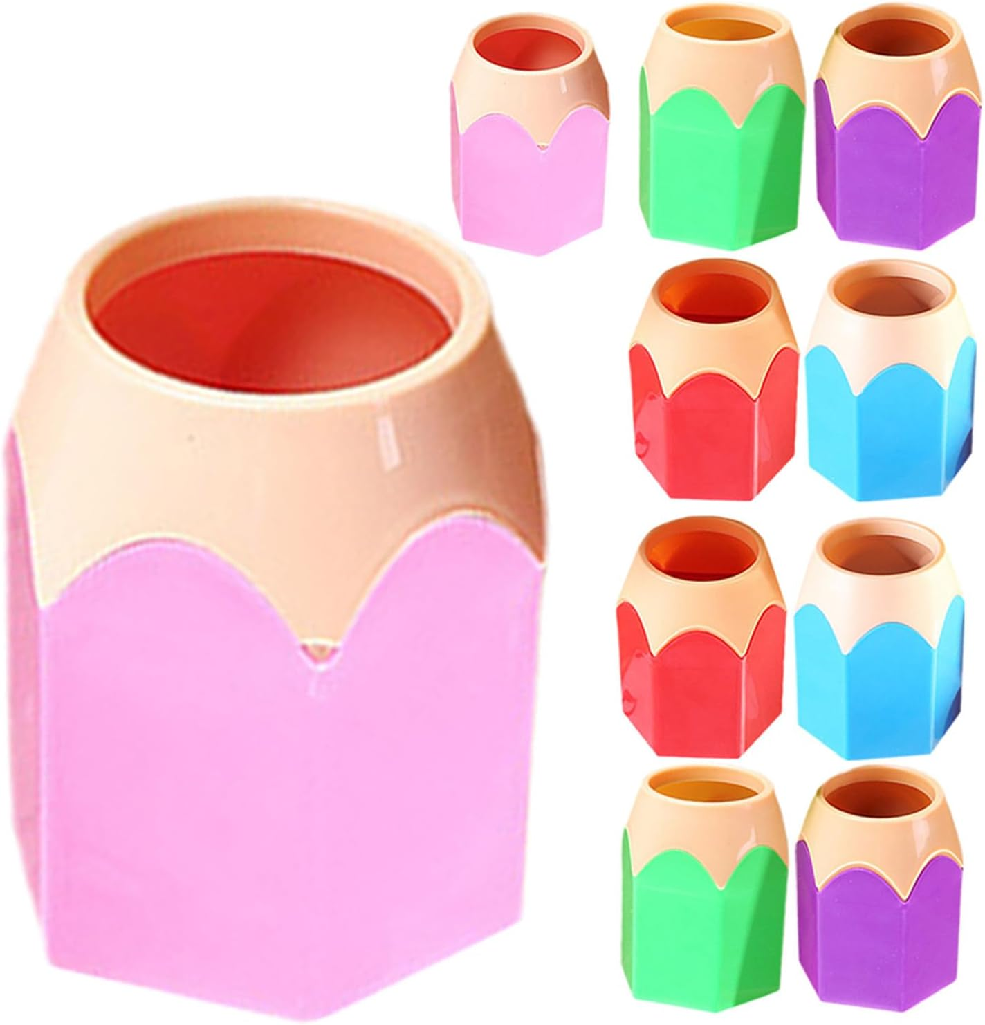 BEBEMOKO 10Pcs Pencil Dispenser and Crayon Holder Set, Classroom and Office Pen Organizer for Desktop Storage, Sturdy Student Stationery Container image number 4