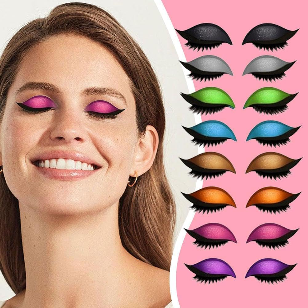 8 Pairs Lazy Eye Shadow Eyelash Patch, Eyeshadow Tape, Beauty Fashion Eyelid Line Sticker,Glitter Eyeshadow Sticker with Lashes, Easy to Apply Eye Shadow and Eyelash in One, image number 4