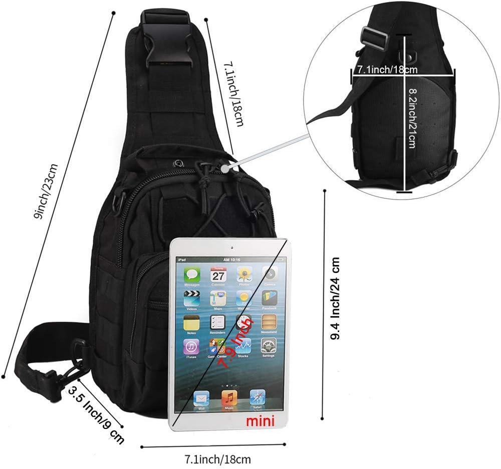 Tactical Shoulder Bag,1000D Outdoor Military Sling Daypack Backpack image number 6
