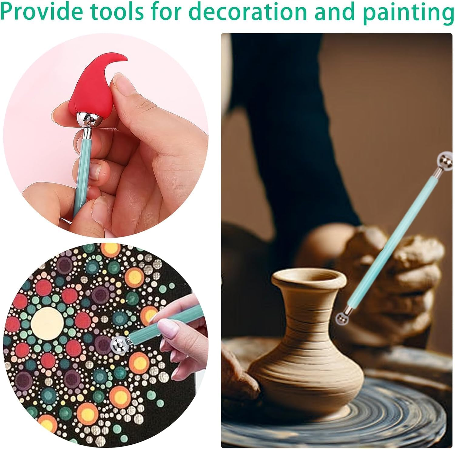 Ceramic Clay Ball Stylus Dot Painting Tool, 9Pcs Pottery Clay Sculpting Tool Ball Stylus Dotting Tool,Ball Stylus Dotting Tools Polymer Clay Tool,Metal Ball Stylus Clay Ceramics Pottery Sculpting Tool image number 5