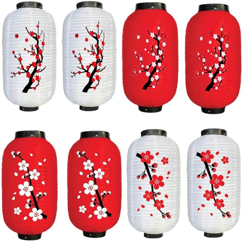 Nvzi Traditional Japanese Style Lantern 8 X 14 Inch, Set of 4 Waterproof Indoor Outdoor Festival Theme Birthday Party Home Yard Lanterns Japanese Eateries Decor，Red B image number 2