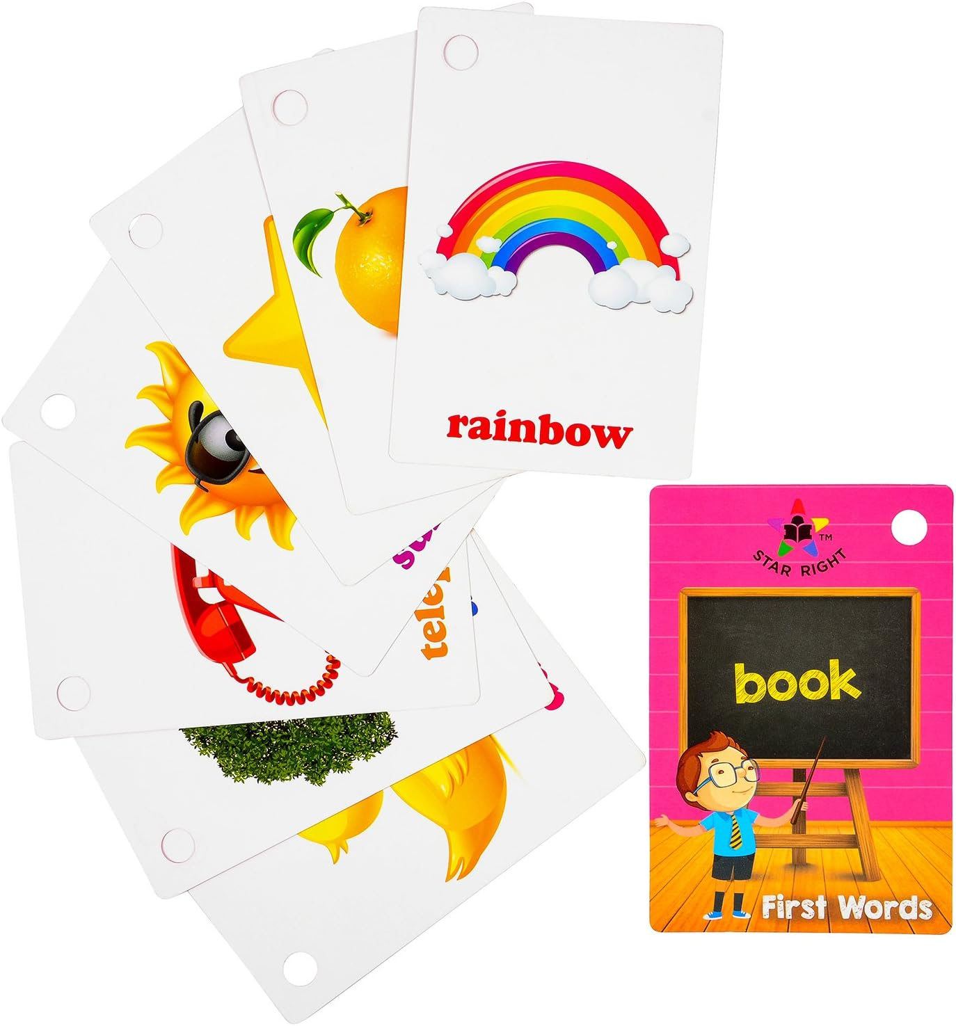 Star Right First Words Flash Cards with Realistic Art, 36 Cards, with 1 Ring, for Ages Pre-K & K image number 4