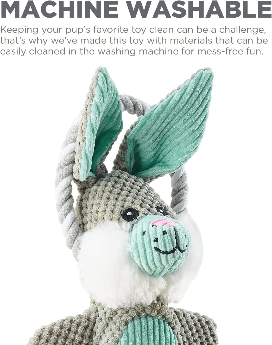 Charming Pet Scrunch Bunch Plush Dog Toy - Interactive Soft Cuddly Animal - Tough and Durable Squeaky Tug Toy, Bunny image number 6