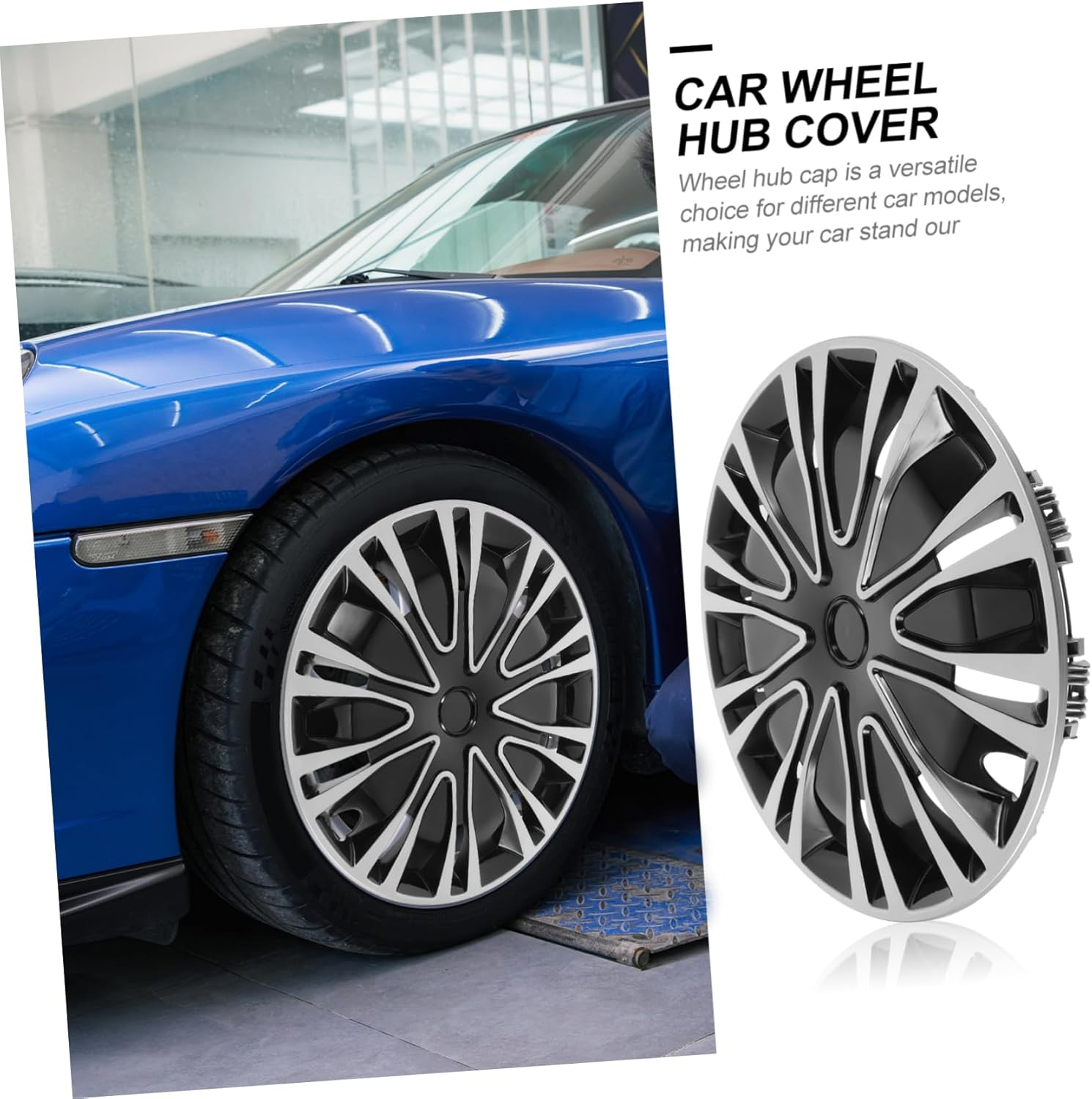 WEKADRIN Automotive Wheel Hub Caps 18.3-Inch Hub Covers for Cars Silver Black Decorative Steel Rim Hubcaps Replacement Suitable for Universal Vehicle Wheels image number 3