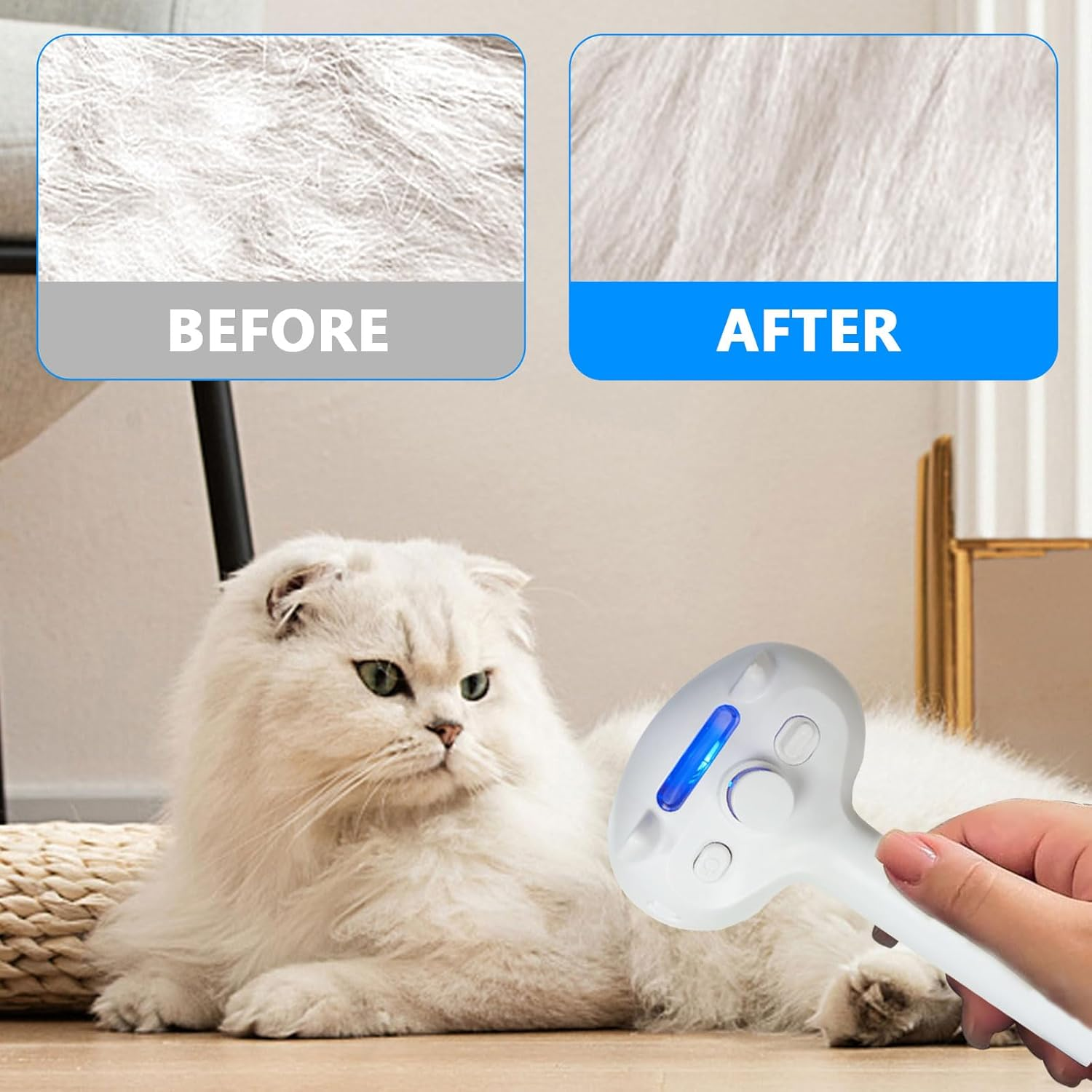 Cat Brush with Steam, Cat Brush Short Hair Steam Brush Cat Spray Dog Brush for Long Hair, Skin-Friendly Cat Brush, Clean Pet Hair from the Brush with One Button image number 4